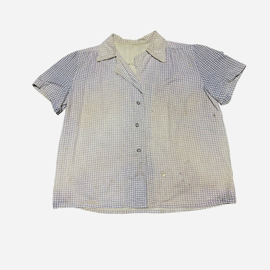 1930s Women’s purple pattern cotton work shirt (M)