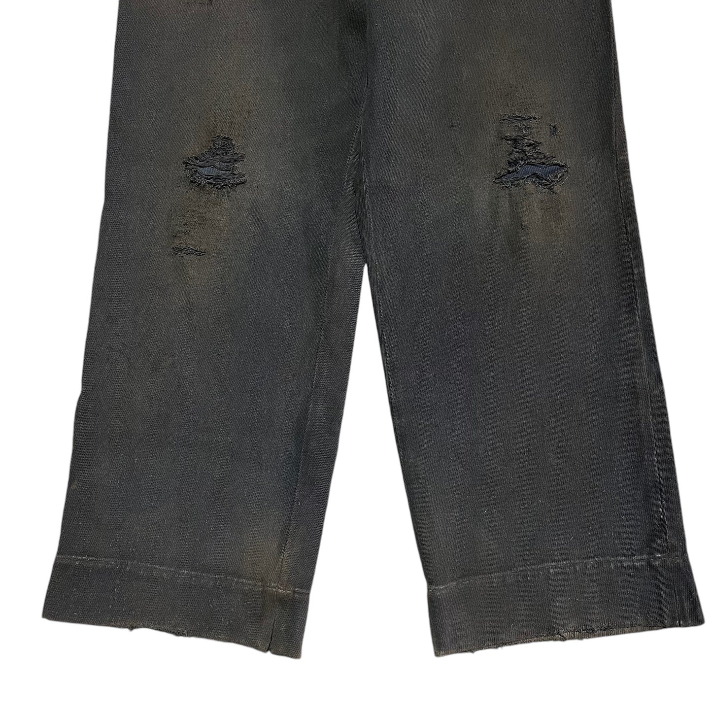 1940s 1950s Black whipcord sail cloth distressed work pants (33w)