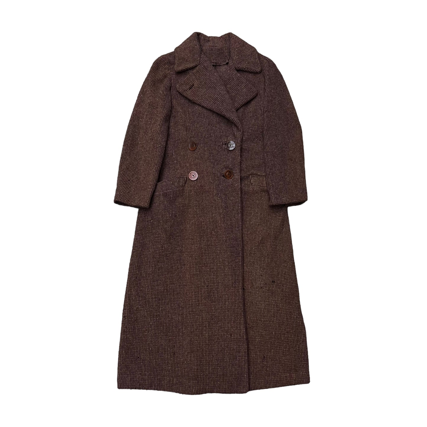 1930s Women’s NRA brown DB long wool coat (XS/S)