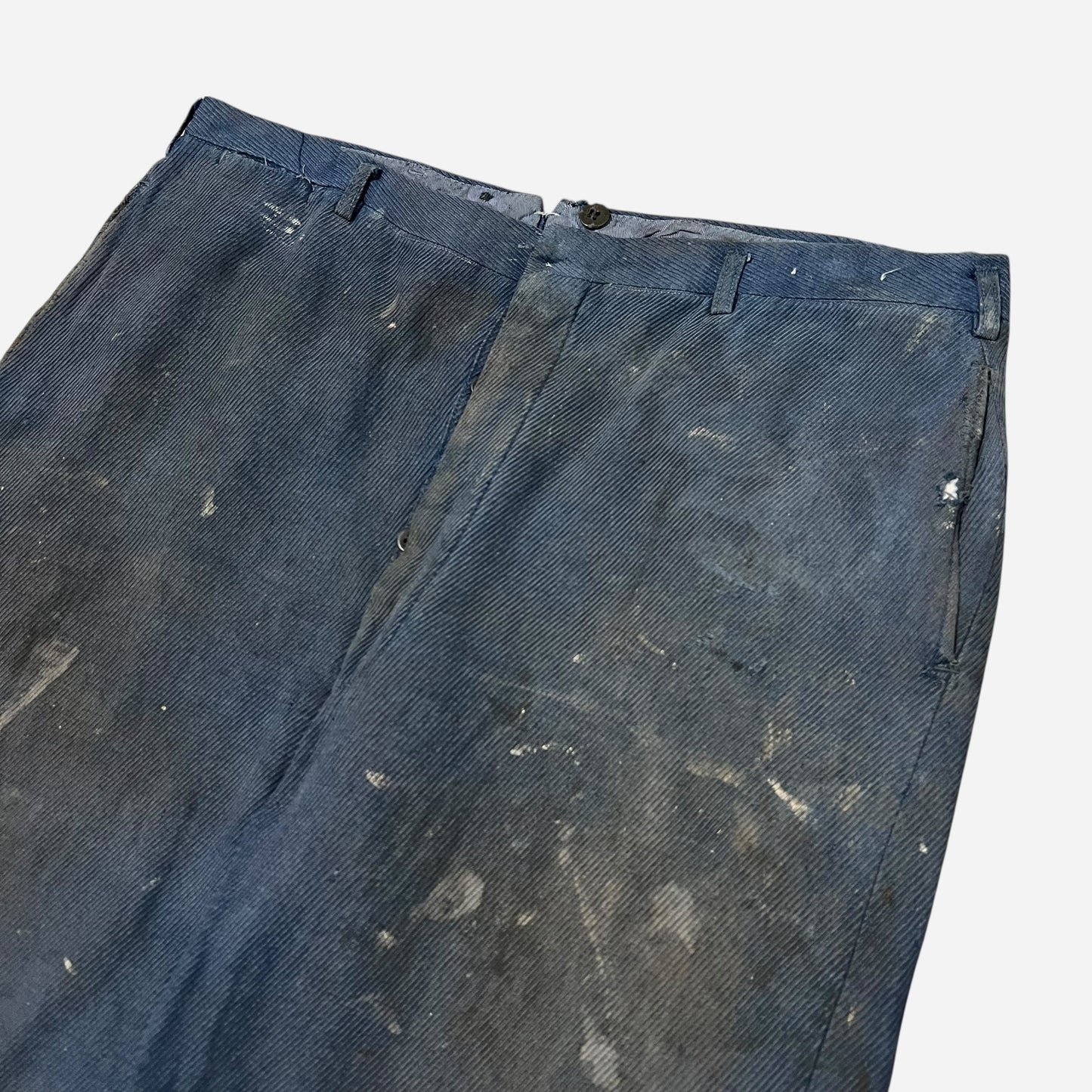 1940s Blue paint splatter cotton whipcord work pants (35w)