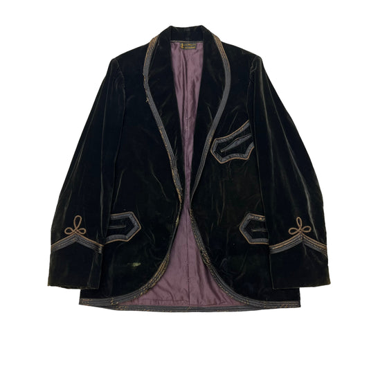 1900s-1910s Black velvet smoking jacket (M)