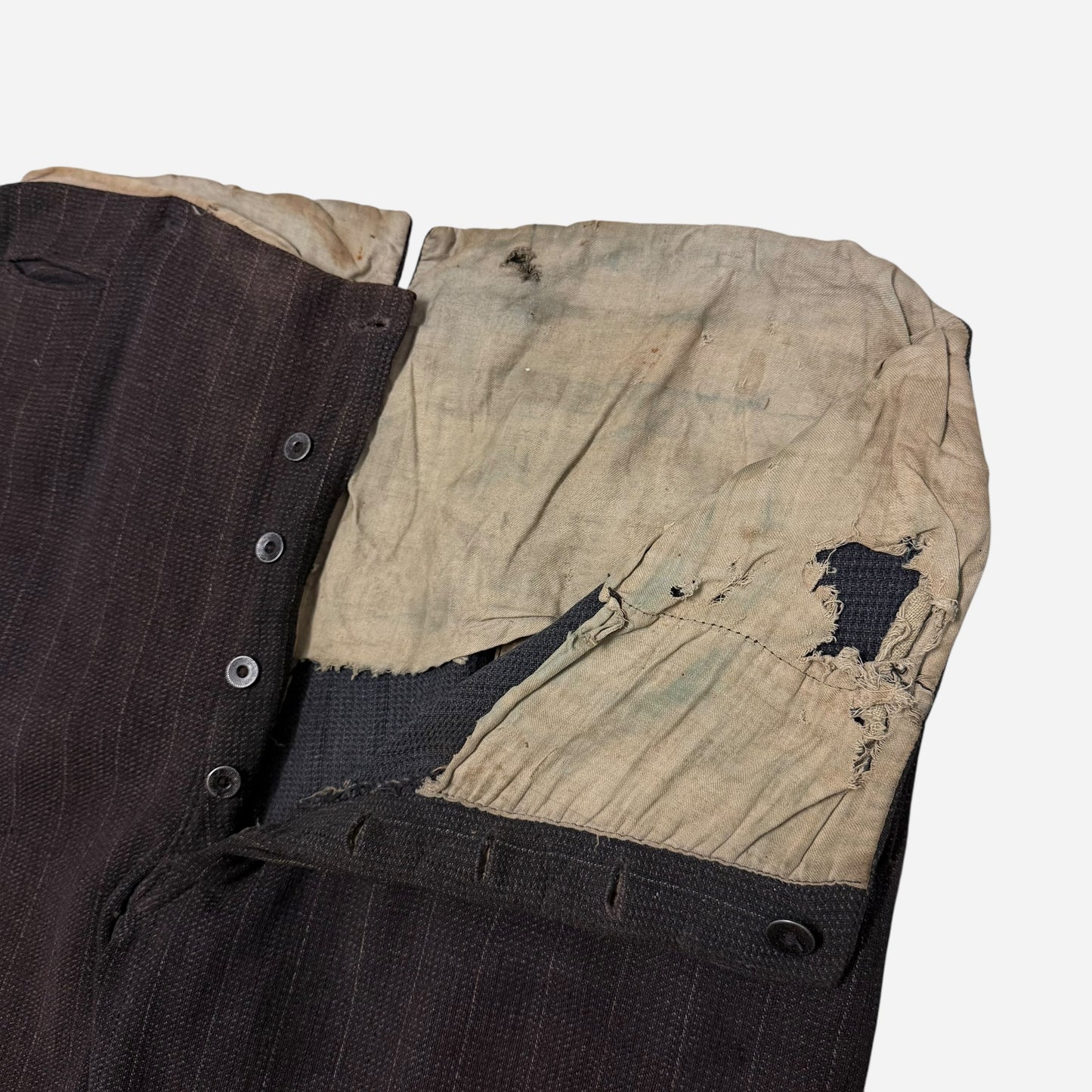 1900s Wool/cotton blend dark purple buckle back pants (35w)