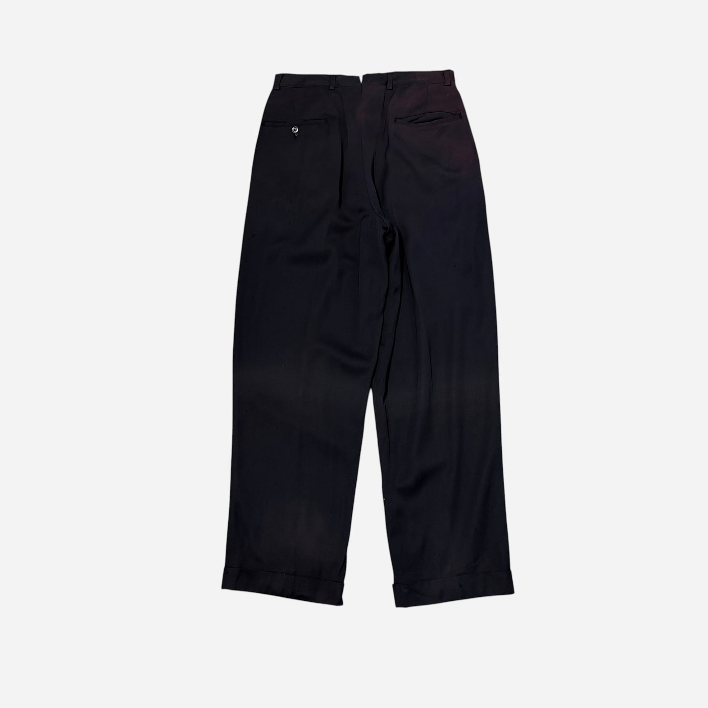1950s Black sun faded rayon pleated pants (28w)