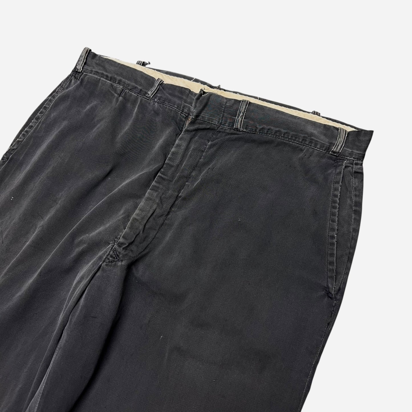 1950s Black cotton buckle back work pants (34w)