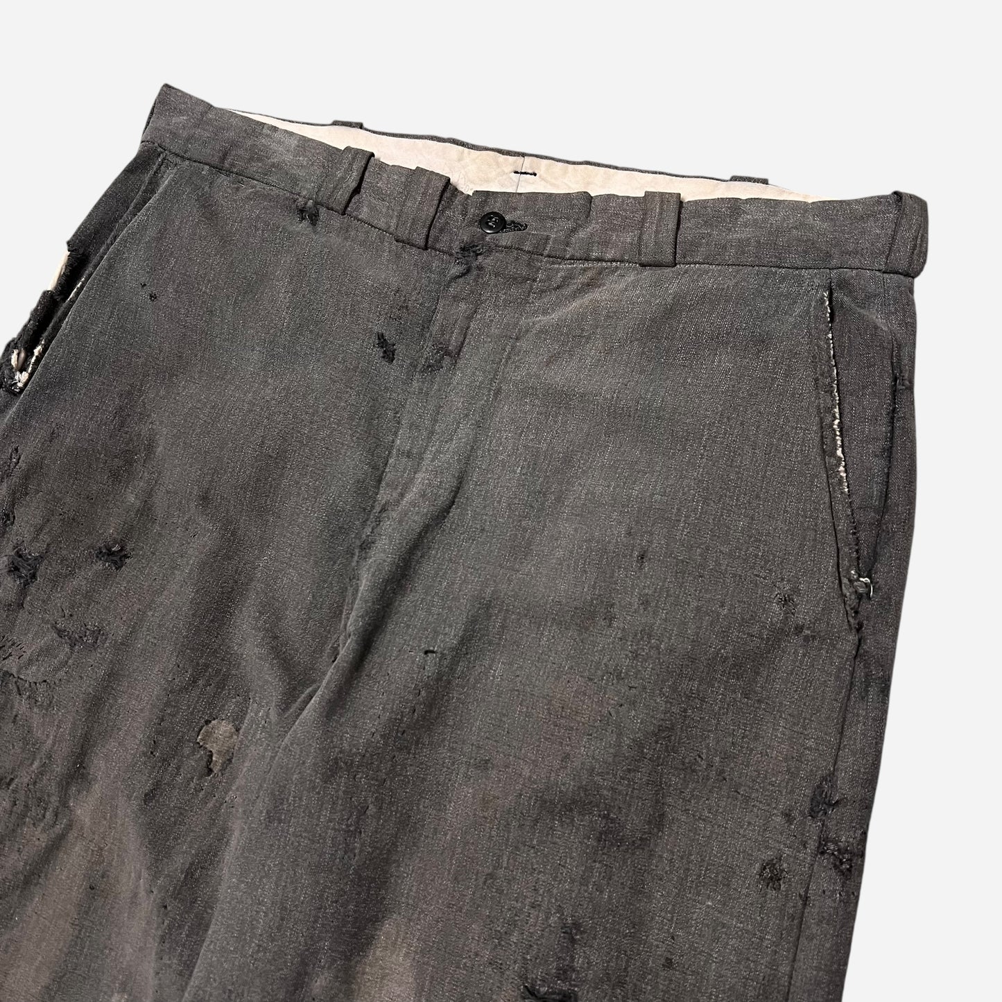 1950s Big Mac heavily repaired salt & pepper work pants (35w)