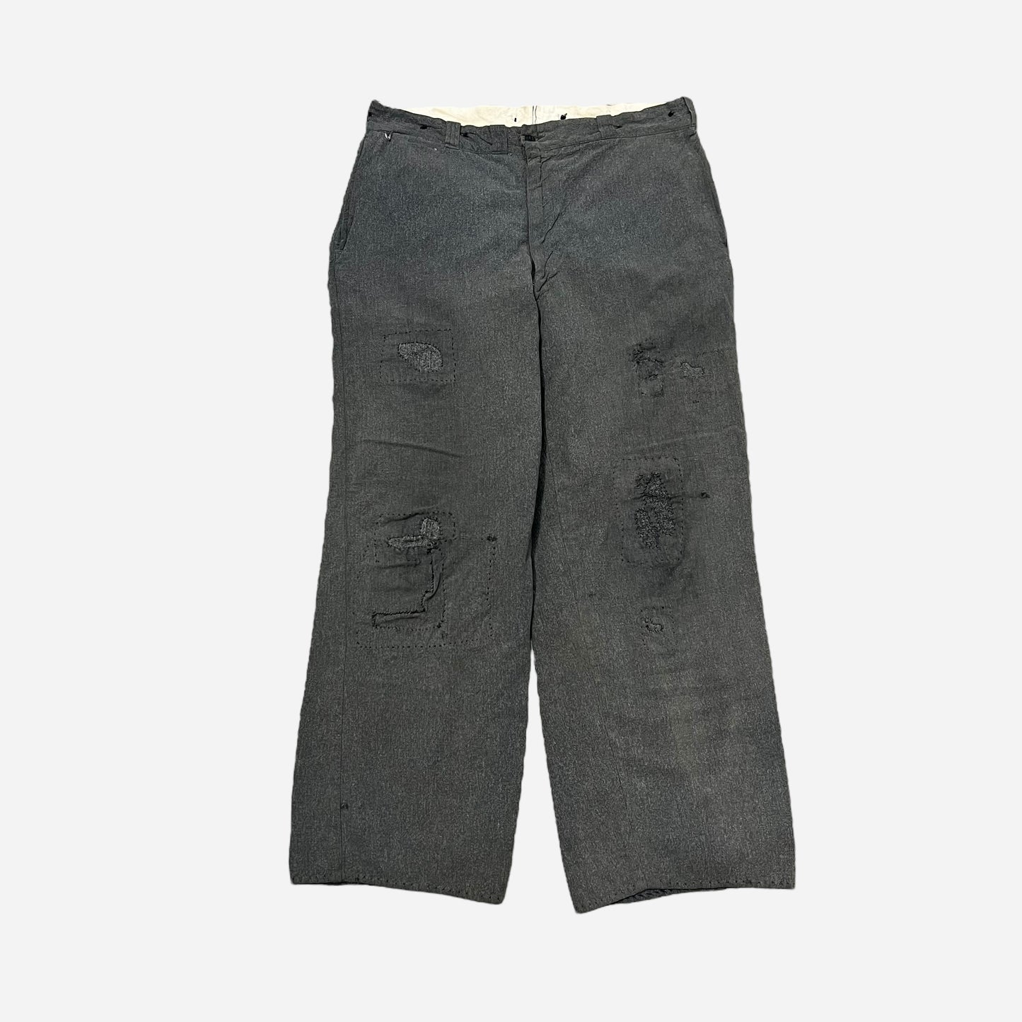 1950s Big Mac sail cloth repaired salt & pepper pants (33w)