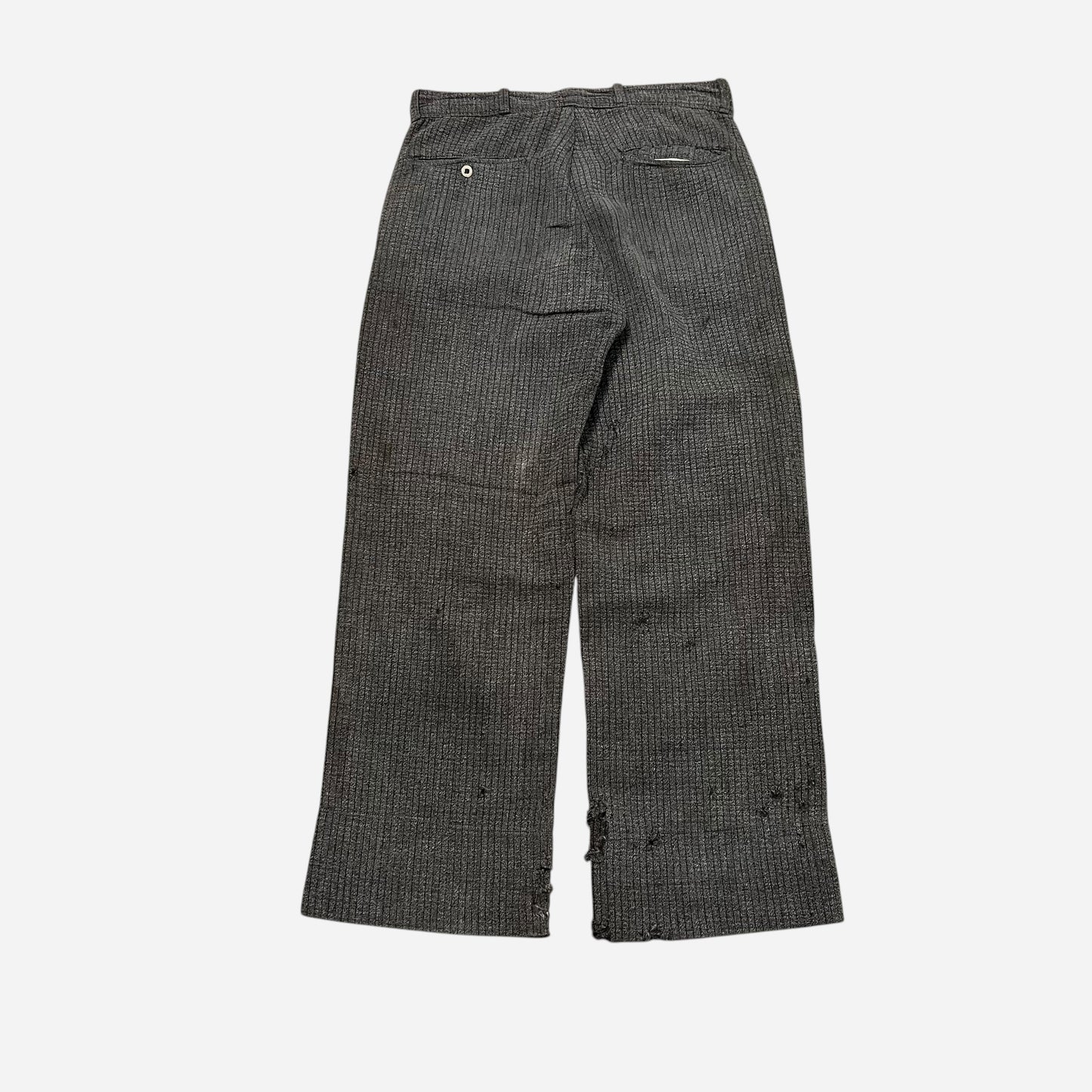 1930s Heavy weave cotton grid pattern repaired pants (31w)