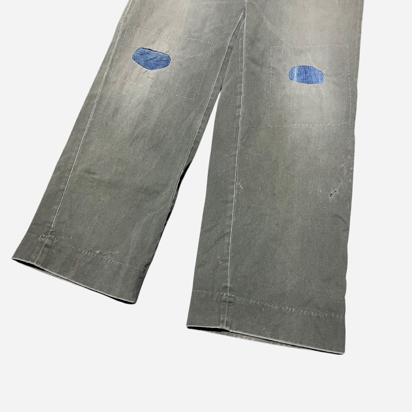1950s Dark gray chino work pants denim repairs (31w)