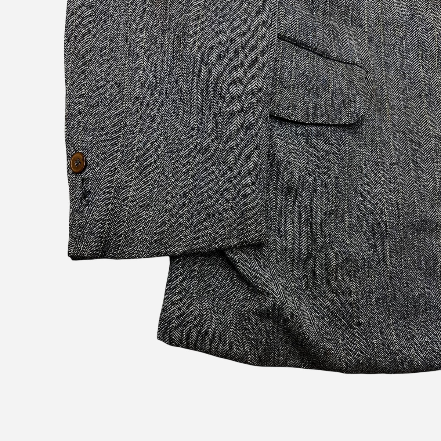 1920s Faded distressed gray herringbone suit jacket (M/L)