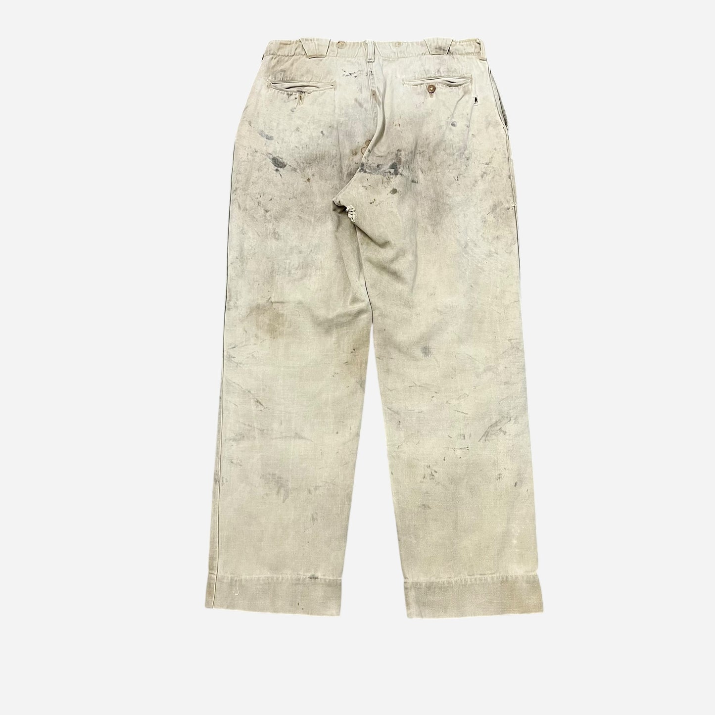 1930s Cream cotton button fly work pants (31w)