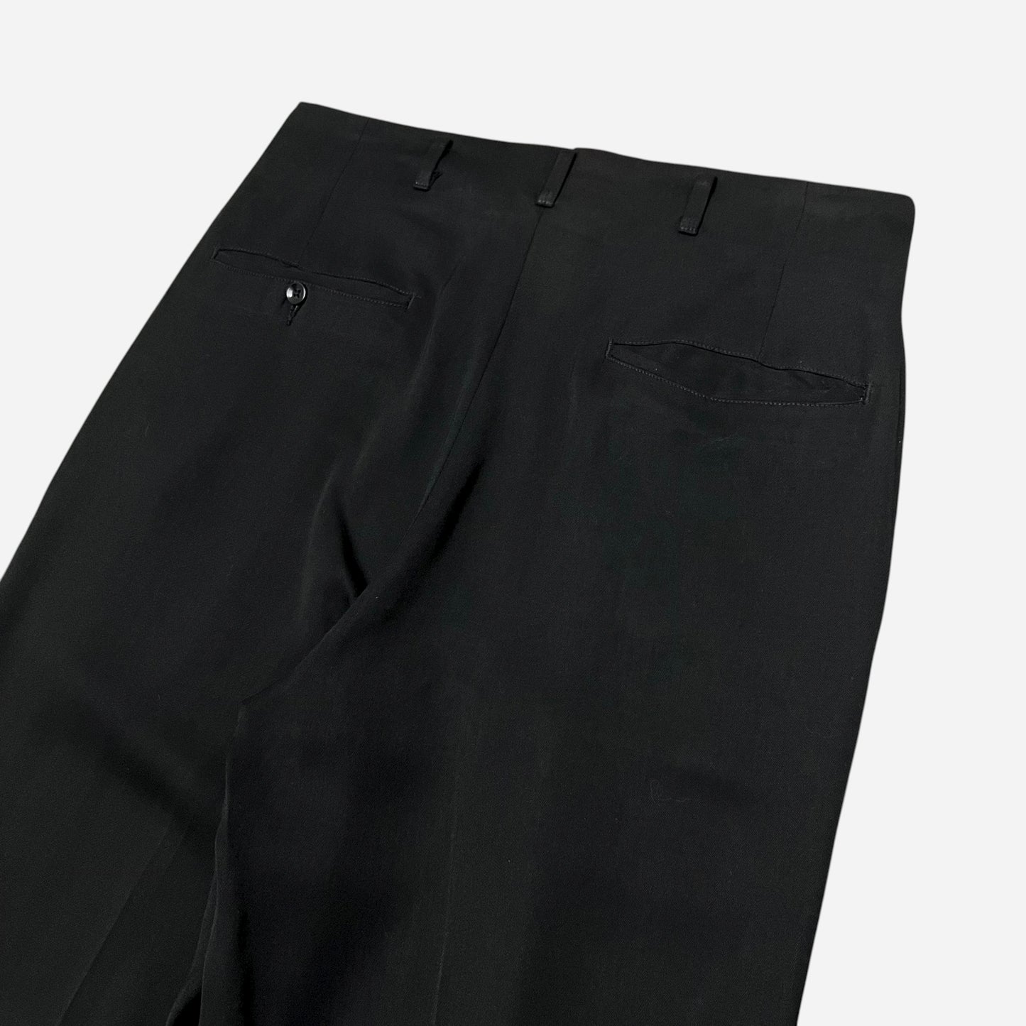 1950s Black rayon pleated drop loop pants (30w)