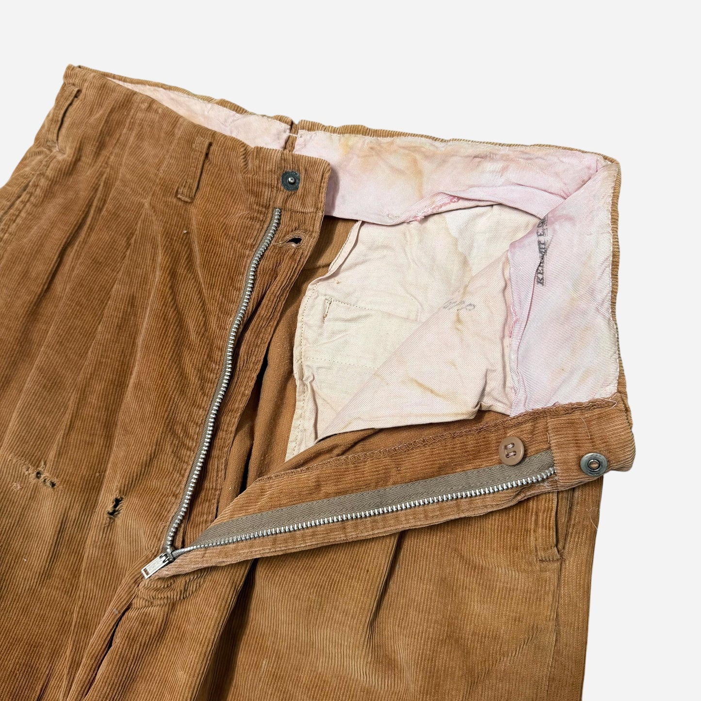 1940s Sunset Loel orange corduroy pleated pants (28w)