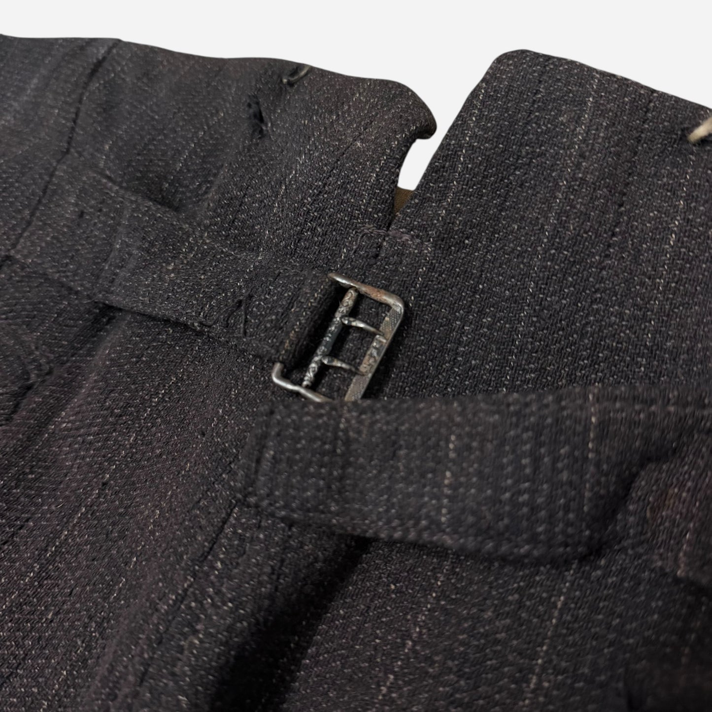 1900s Wool/cotton blend dark purple buckle back pants (35w)