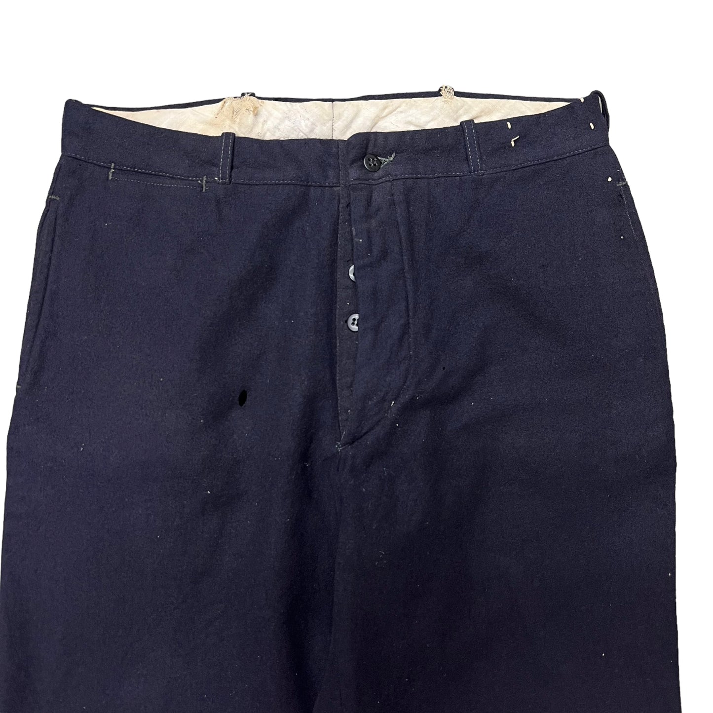 1930s Wool dark navy work trousers (32w)