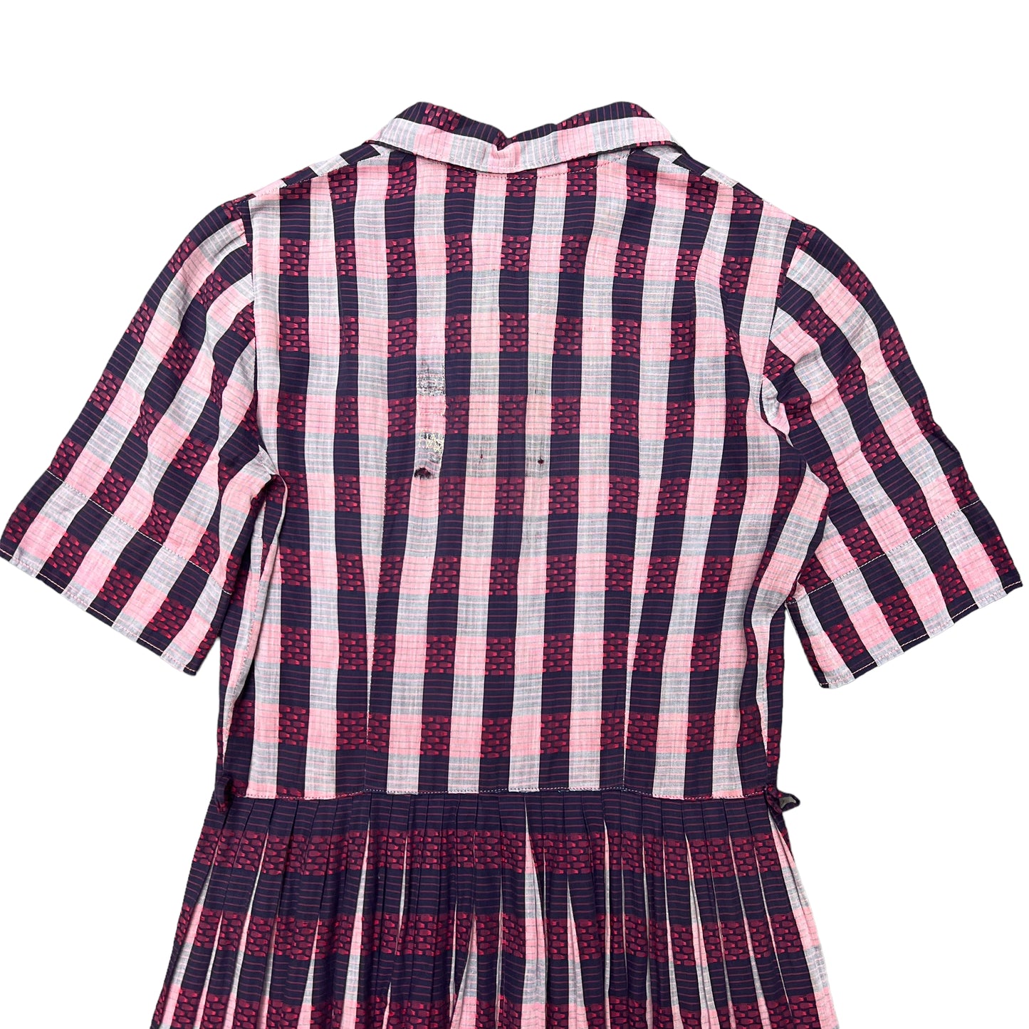 1930s-1940s Red/pink plaid cotton dress