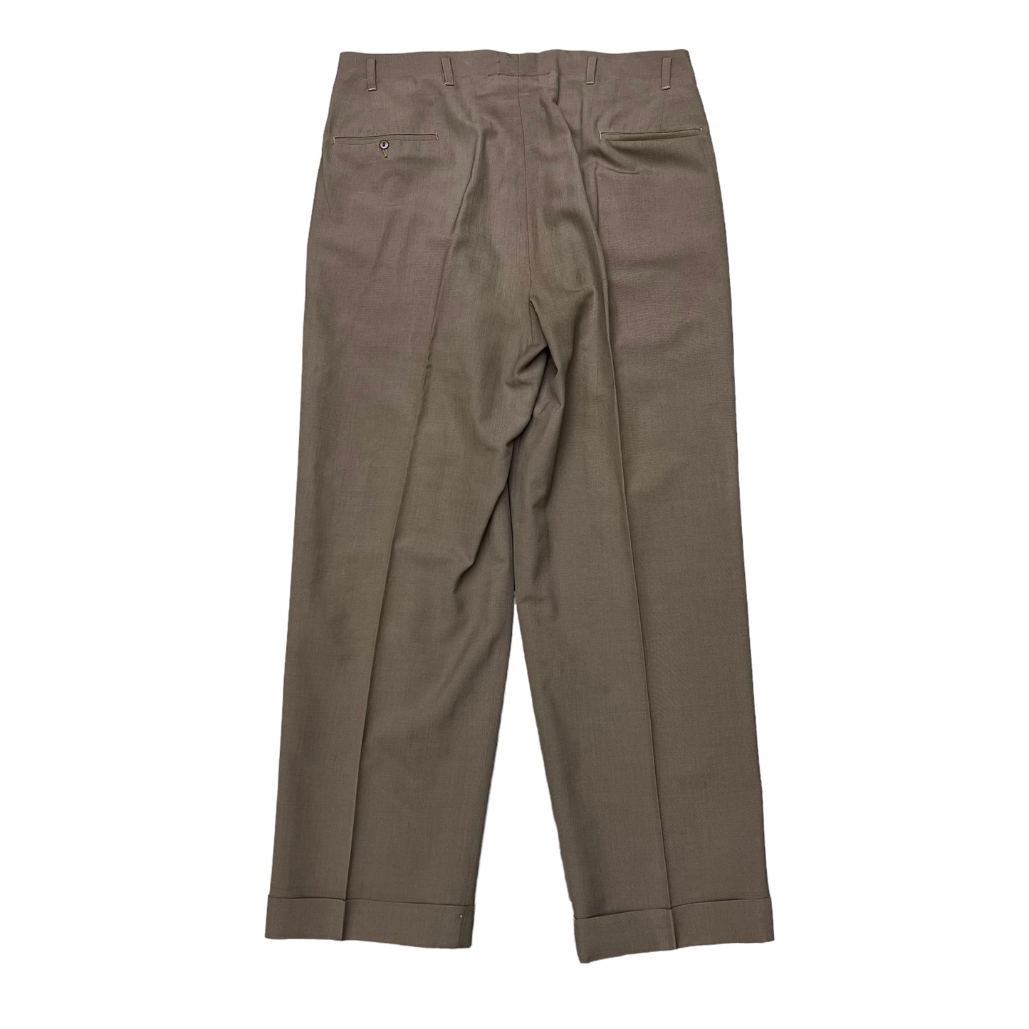 1940s Brown gabardine drop loop trousers (36w)