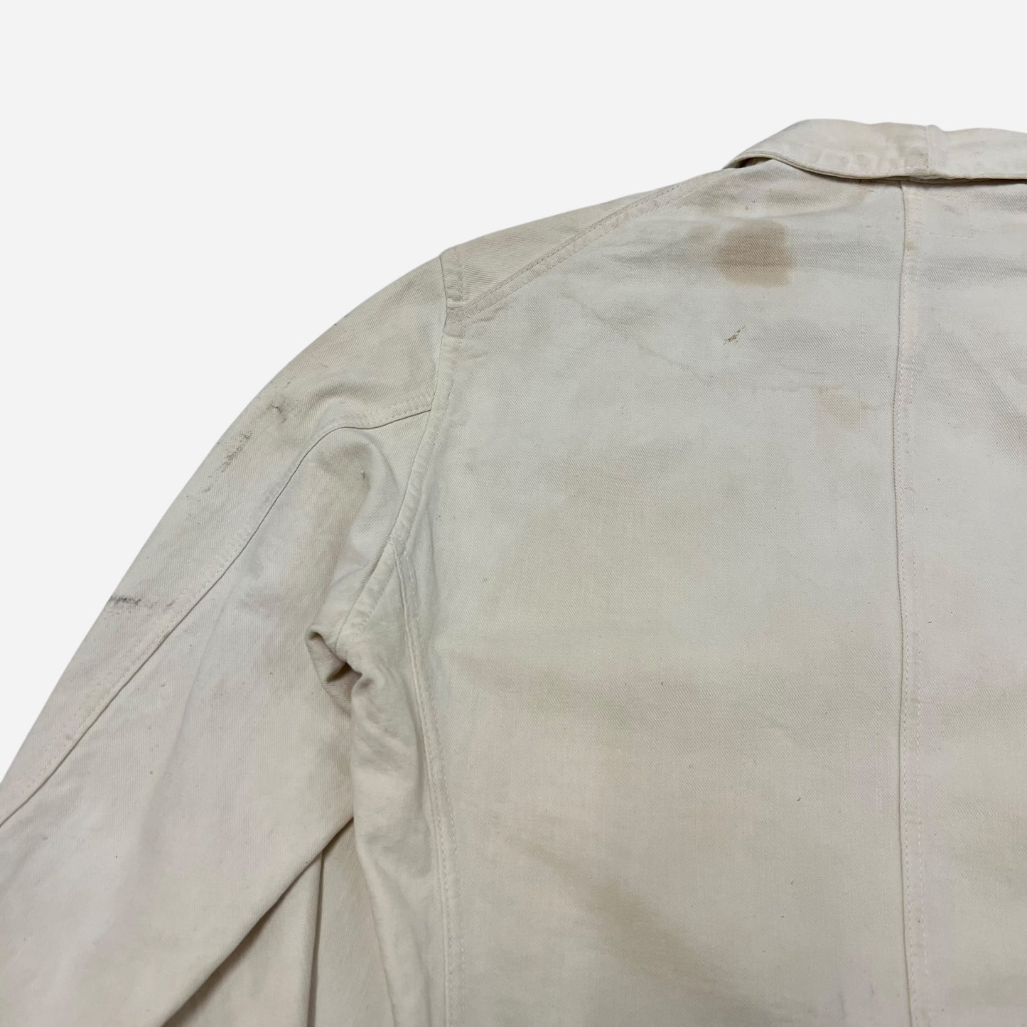 1920s White cotton three pocket chore jacket (S/M)