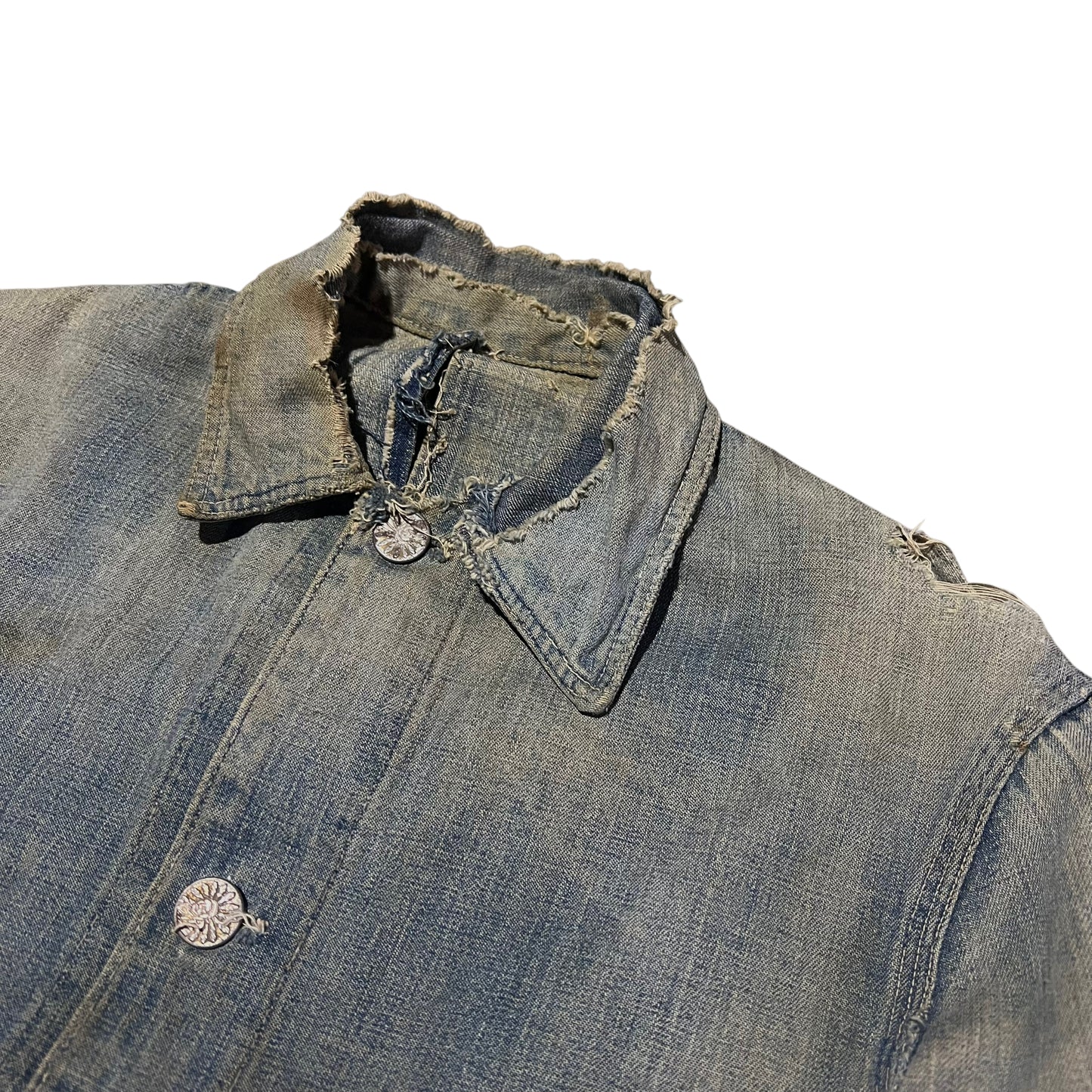 1930s Distressed Indian button denim chore jacket (S/M)