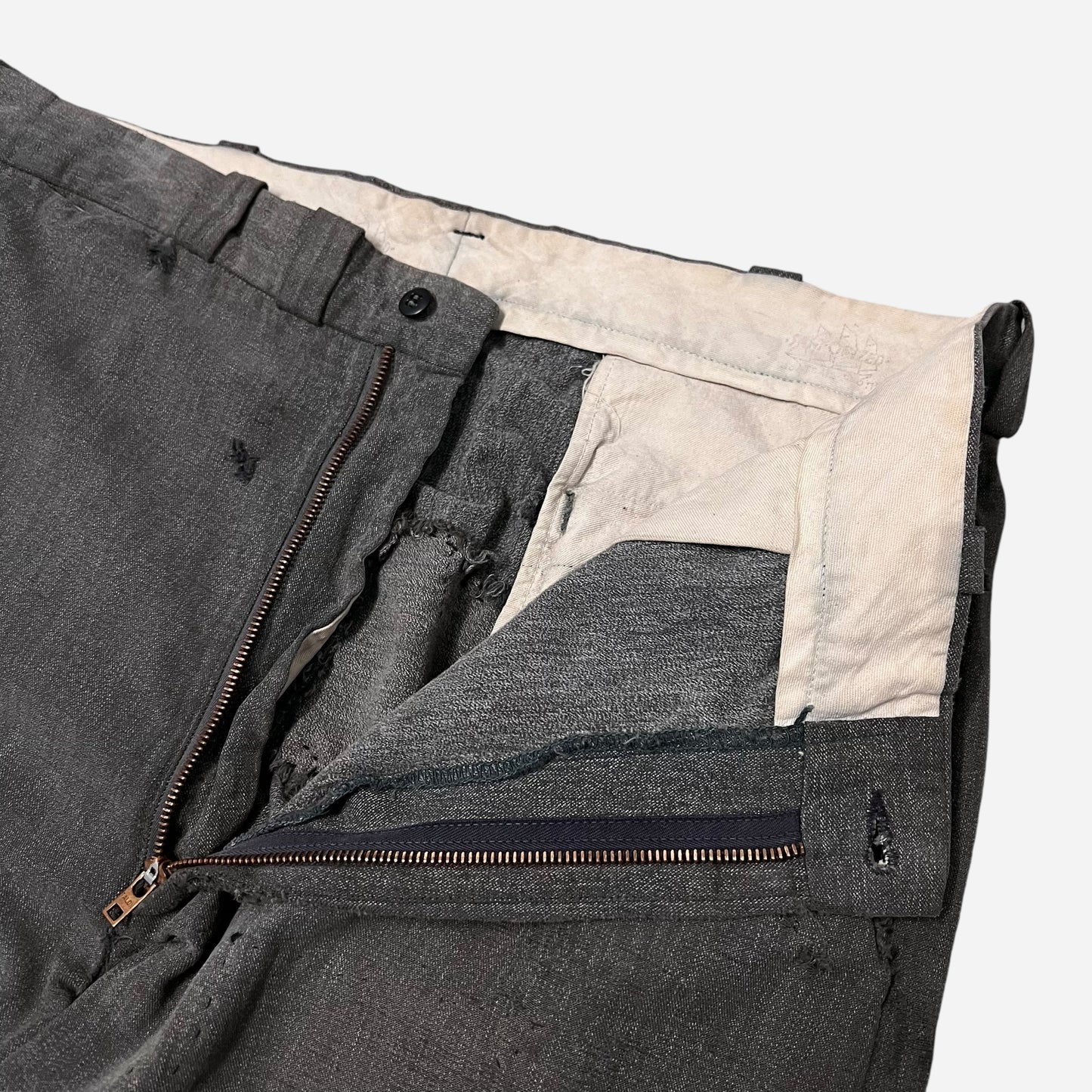 1950s Big Mac heavily repaired salt & pepper work pants (35w)