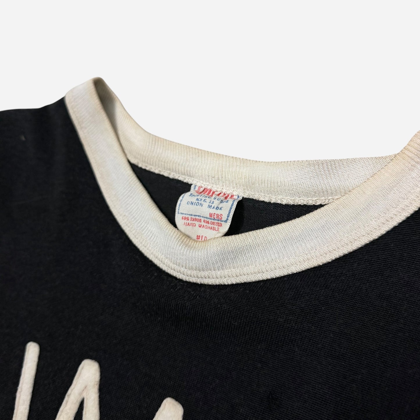 1950s Black rayon/cotton jersey t shirt (M)