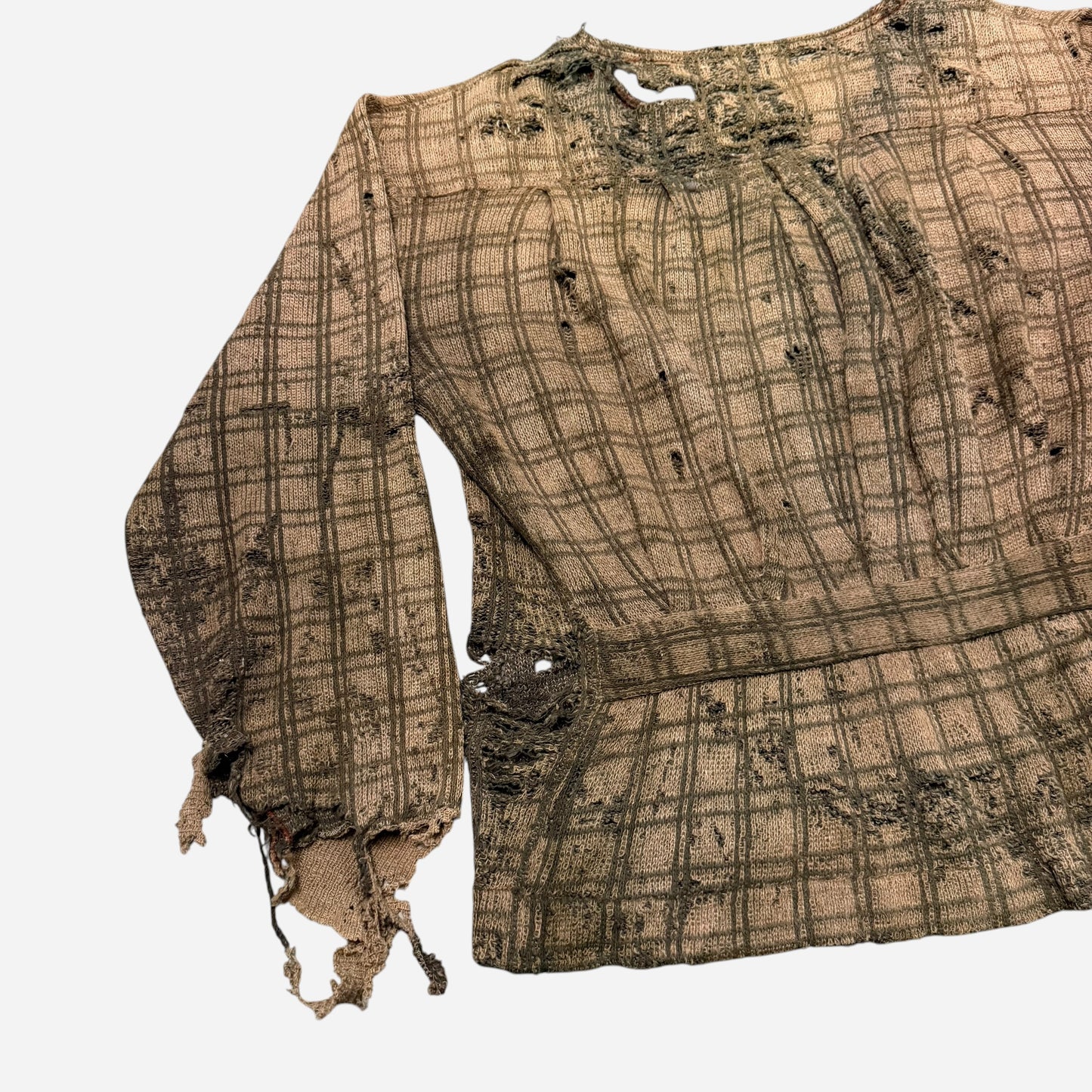 1940s Mohair pattern belt back knit sweater (M/L)