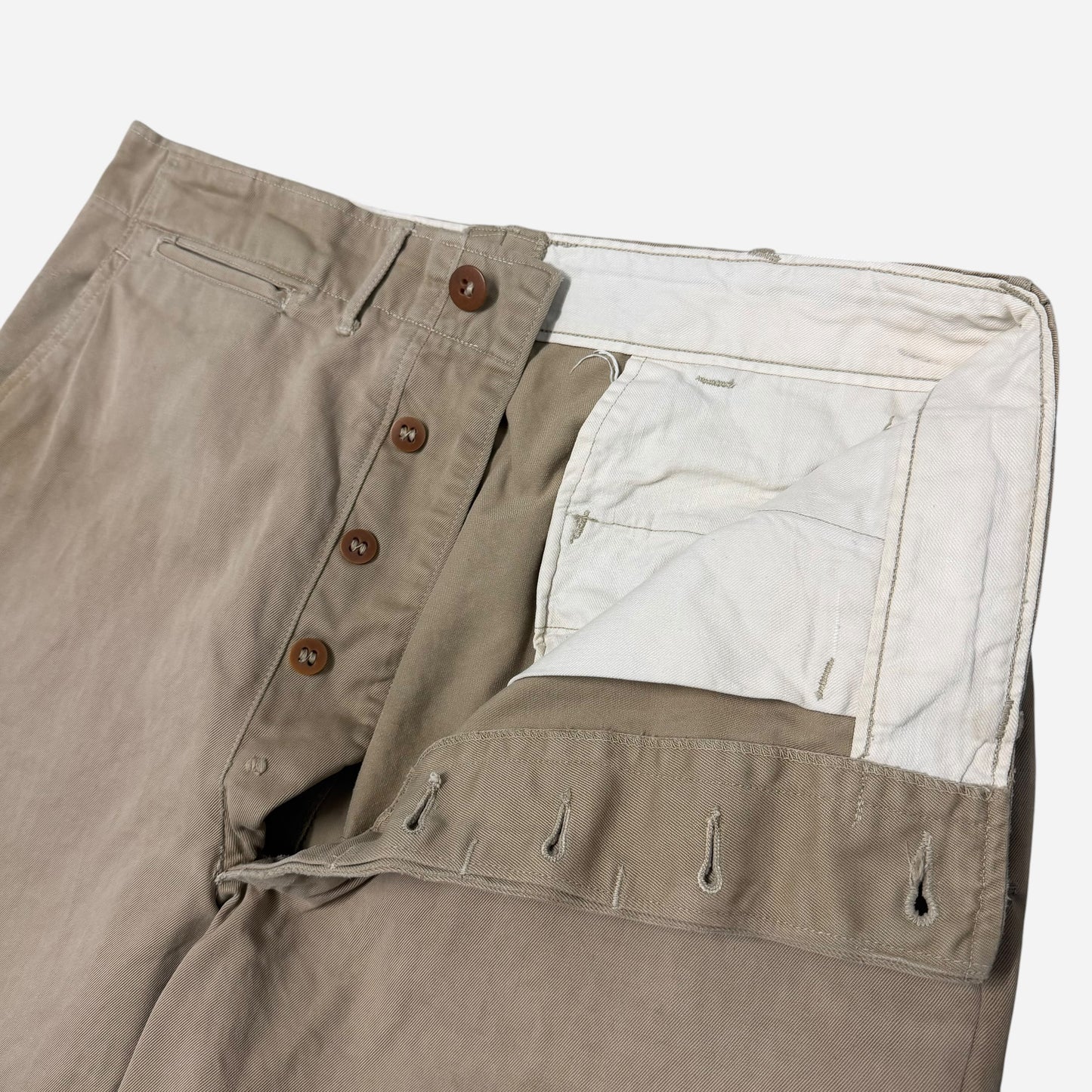 1940s WWII US Army button fly khaki chino pants (32w)