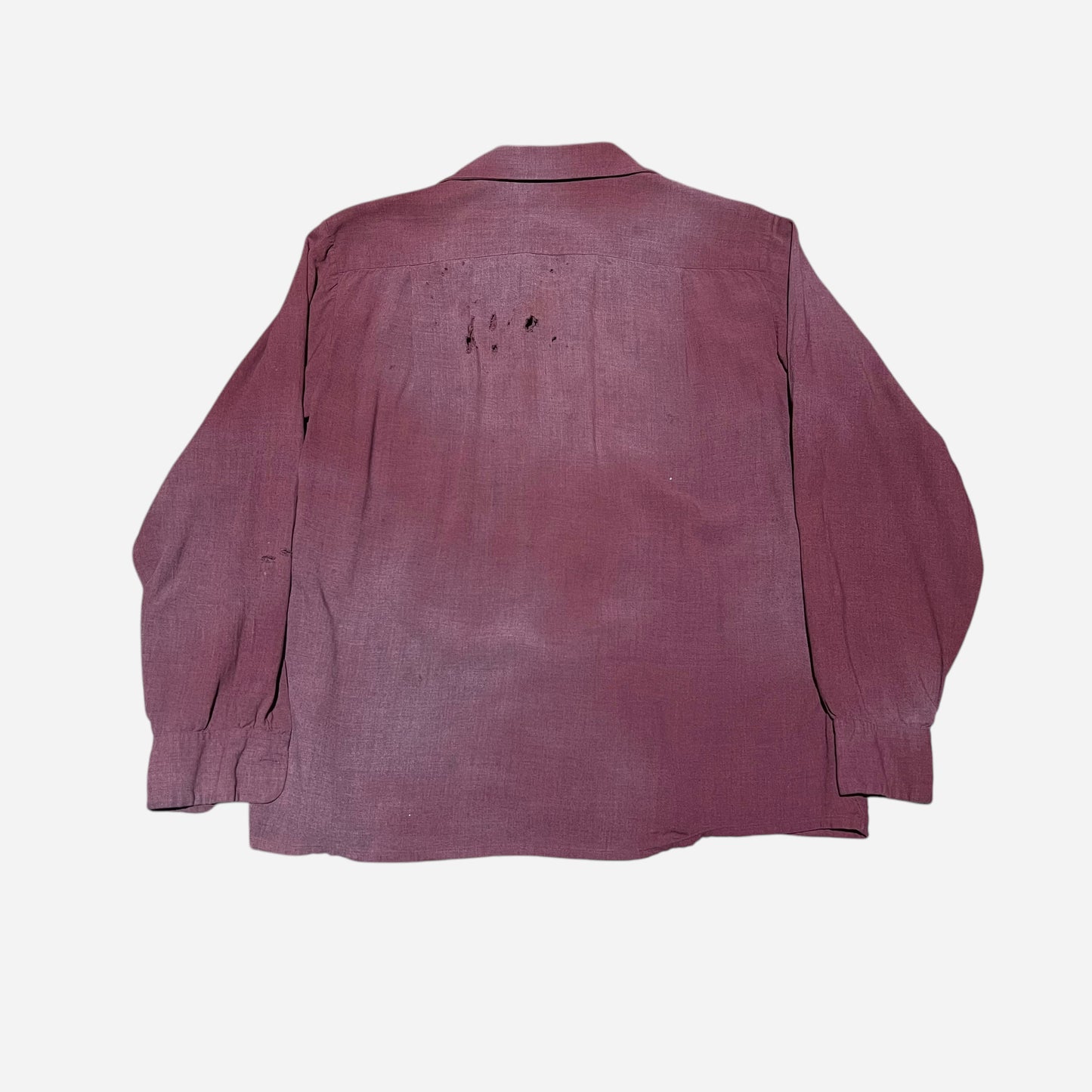 1960s Burgundy rayon loop collar shirt (M)