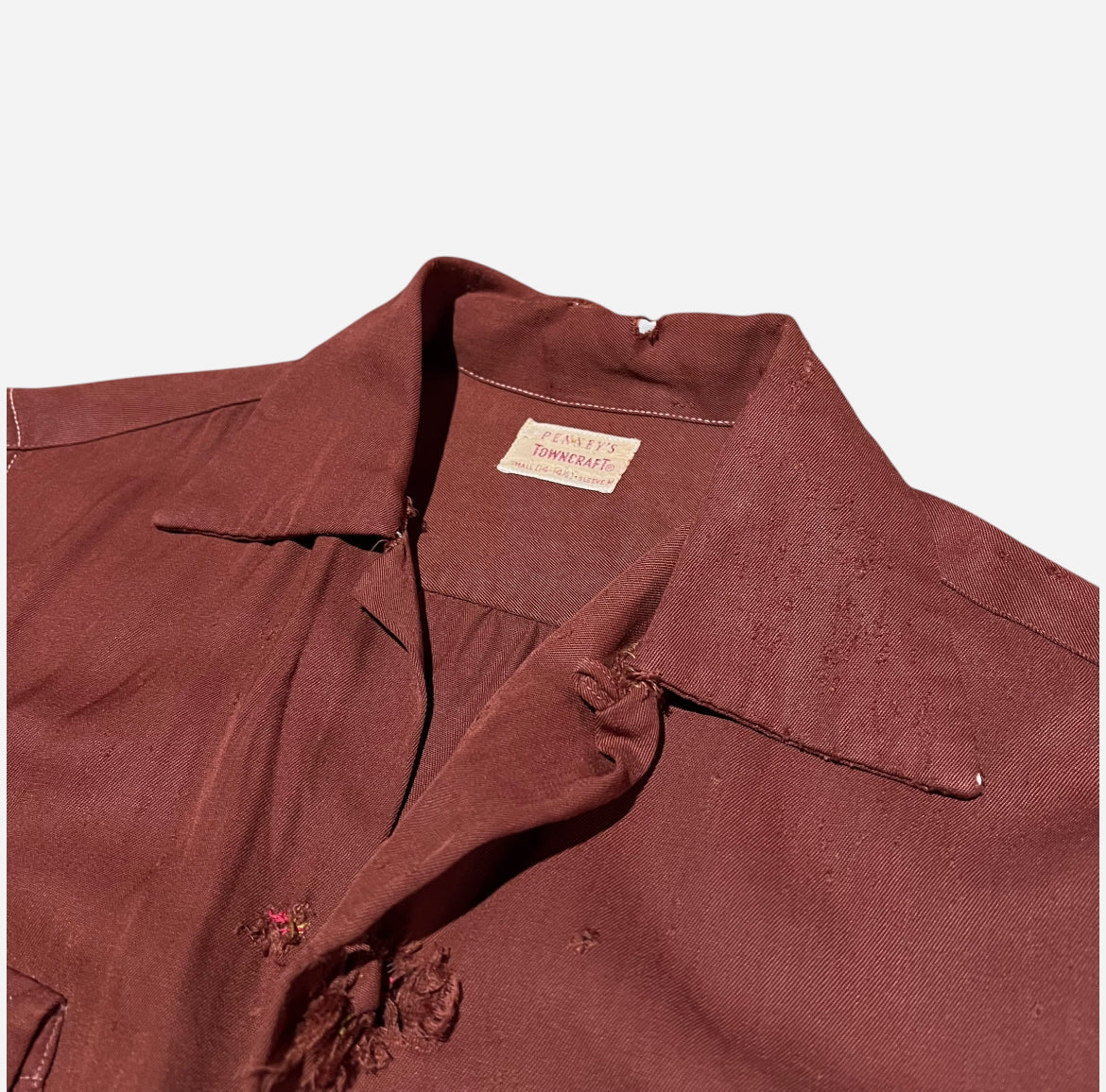 1950s Towncraft brown/orange rayon loop collar shirt (M)