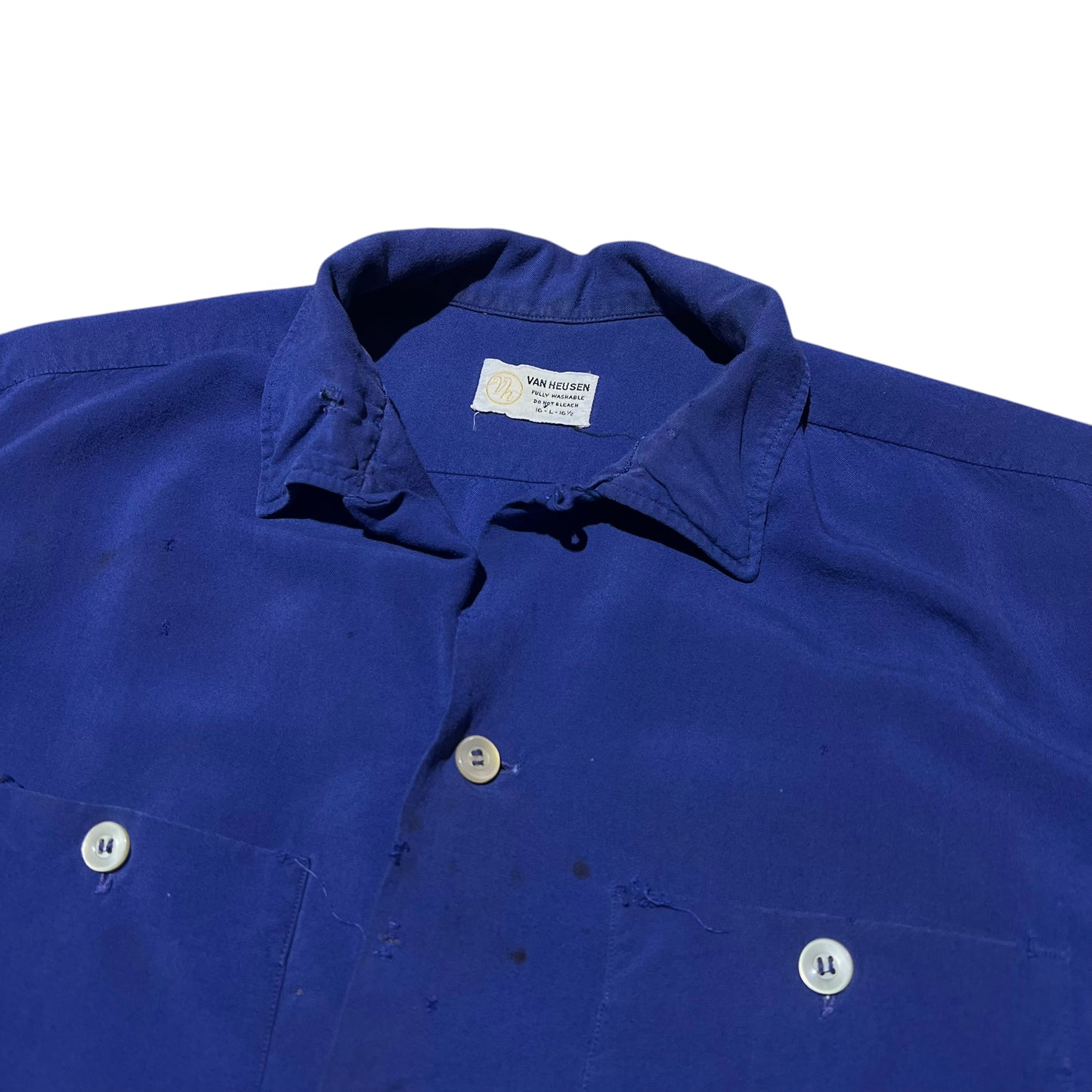 1950s Blue rayon loop collar shirt (L)