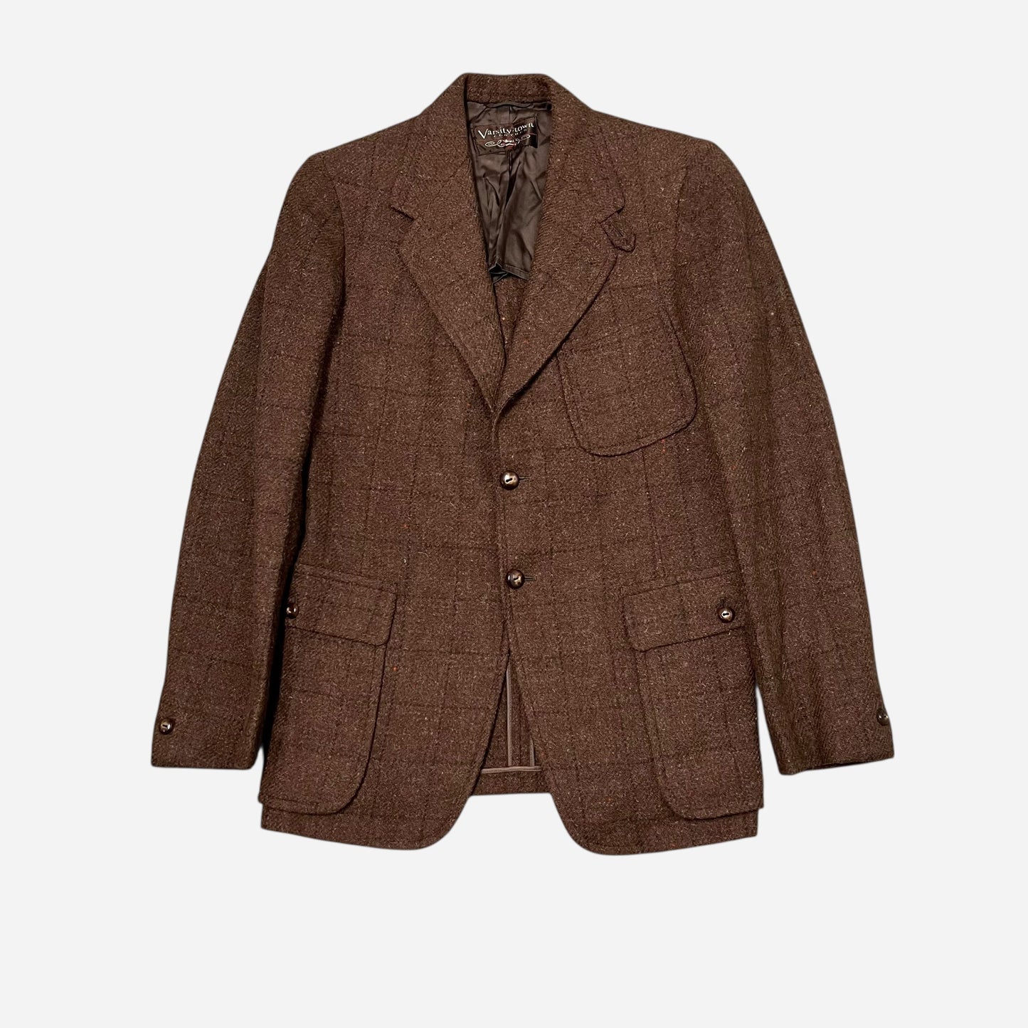 1930s NRA brown wool tweed patch pocket suit jacket (M)