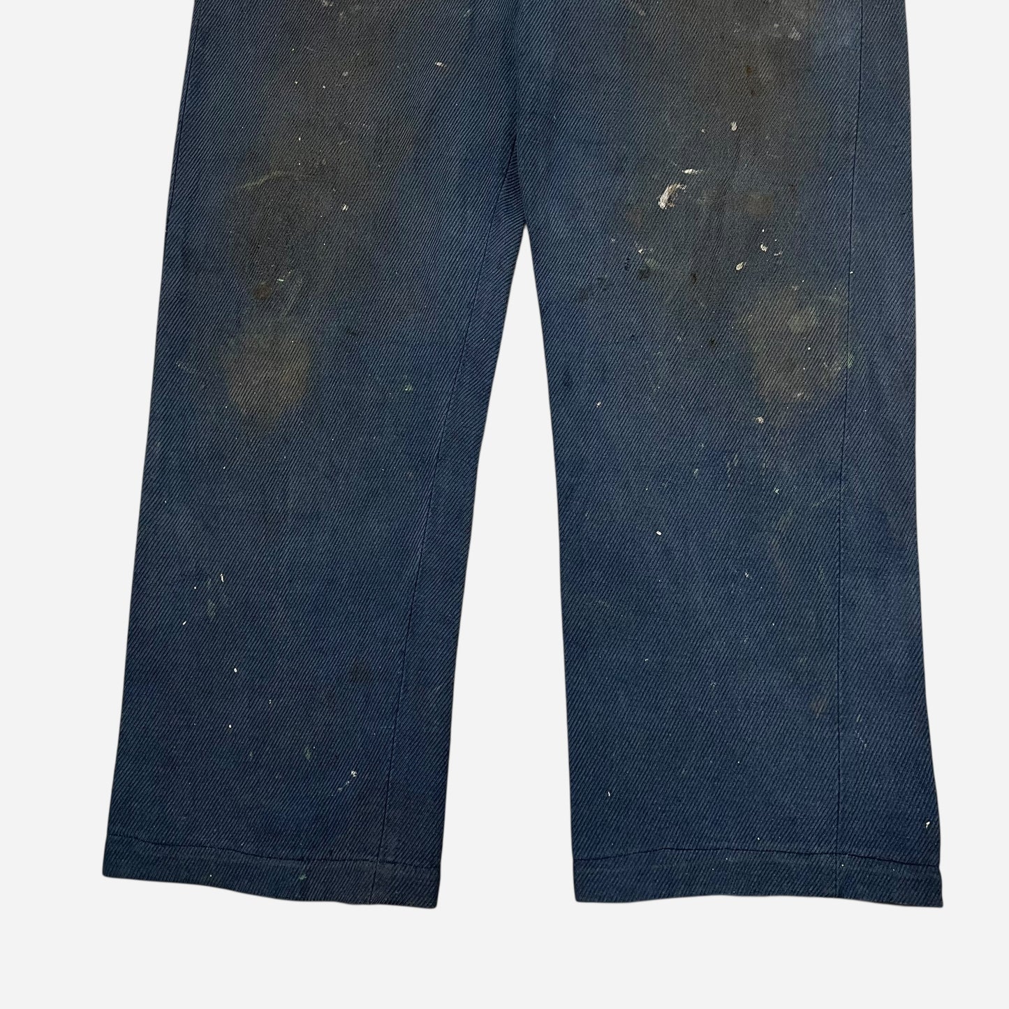 1940s Blue paint splatter cotton whipcord work pants (35w)