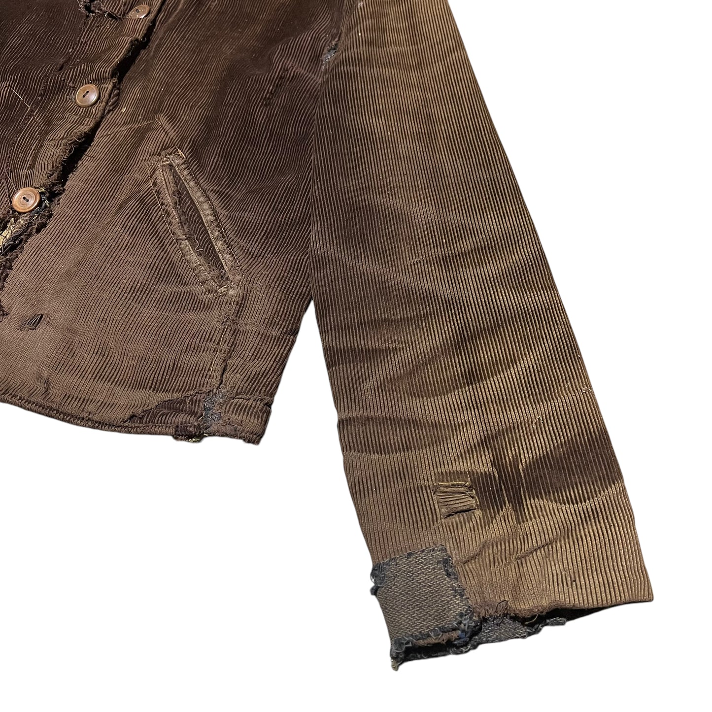 1930s Brown distressed sun faded corduroy work jacket (S/M)