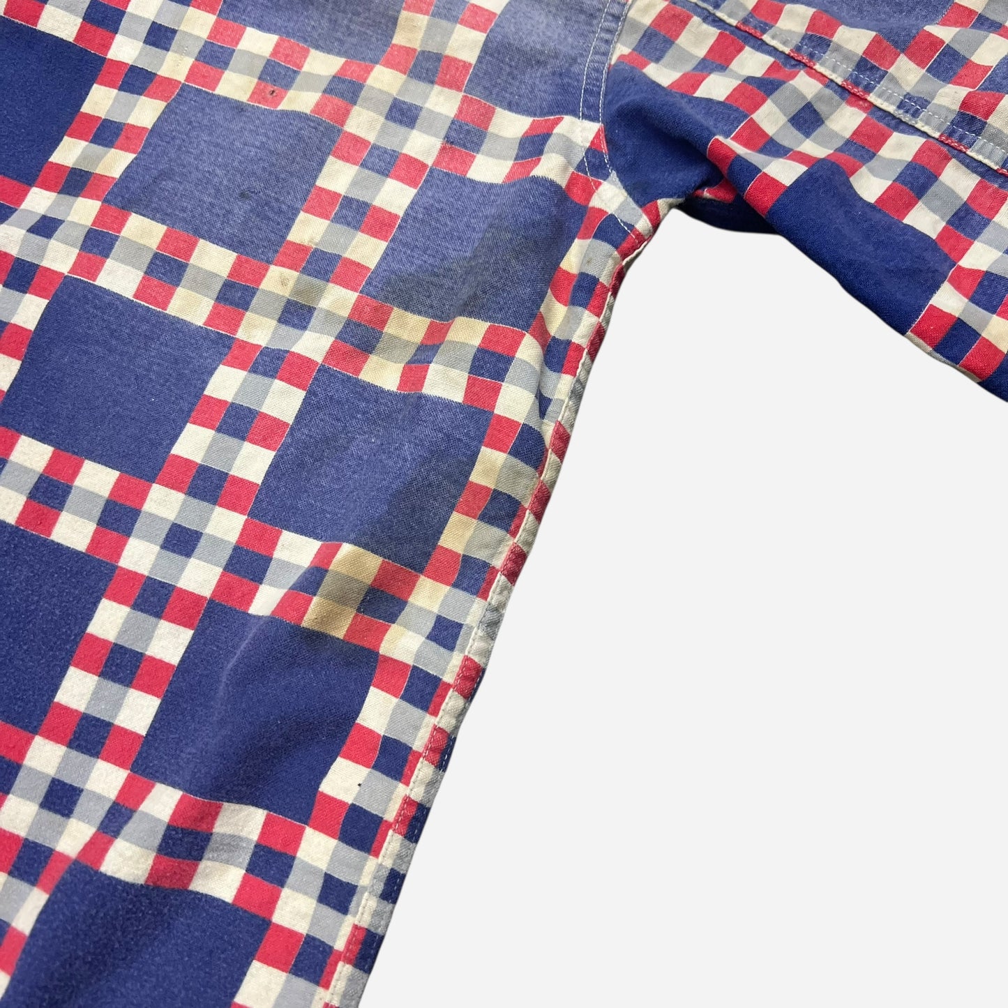 1940s Big Yank Yankshire cotton printed plaid flannel loop collar shirt farmer worn (L)