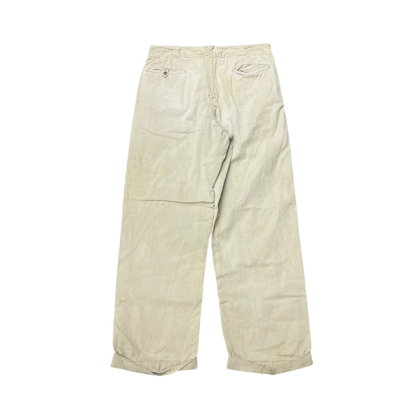 1950s Sail cloth khaki chino work pants (33w)