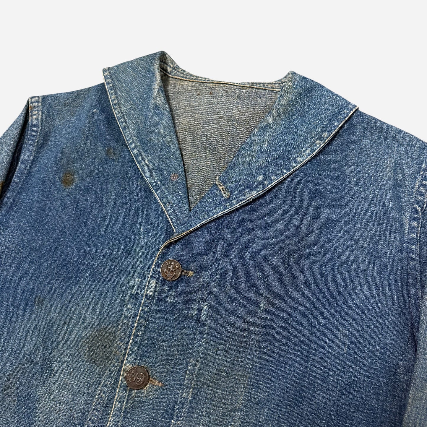 1940s WWII USN denim shawl collar jacket (L)