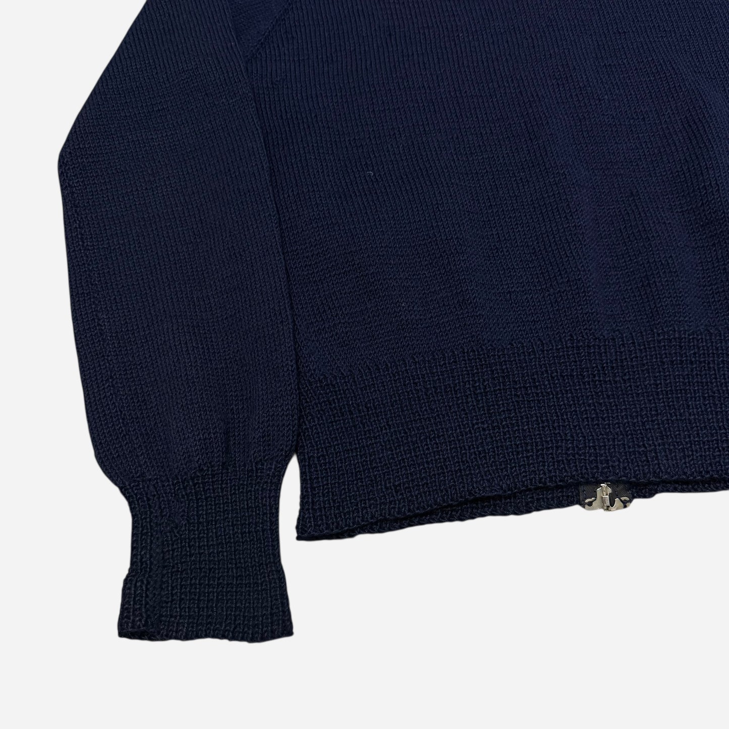 1930s Dark navy wool talon zip up knit cardigan (L)