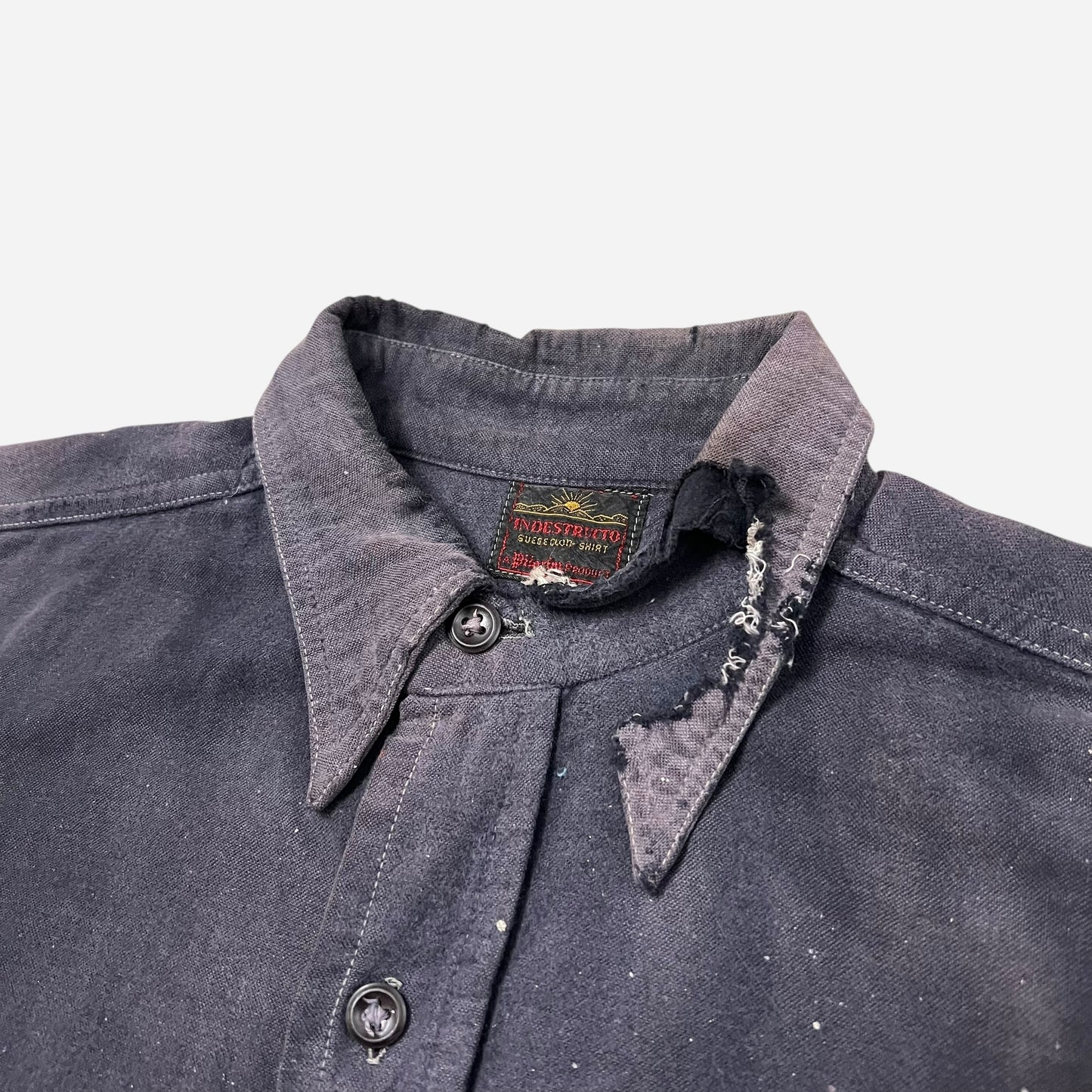1940s Purple sun faded moleskin heavy cotton paint splatter shirt (L/XL)