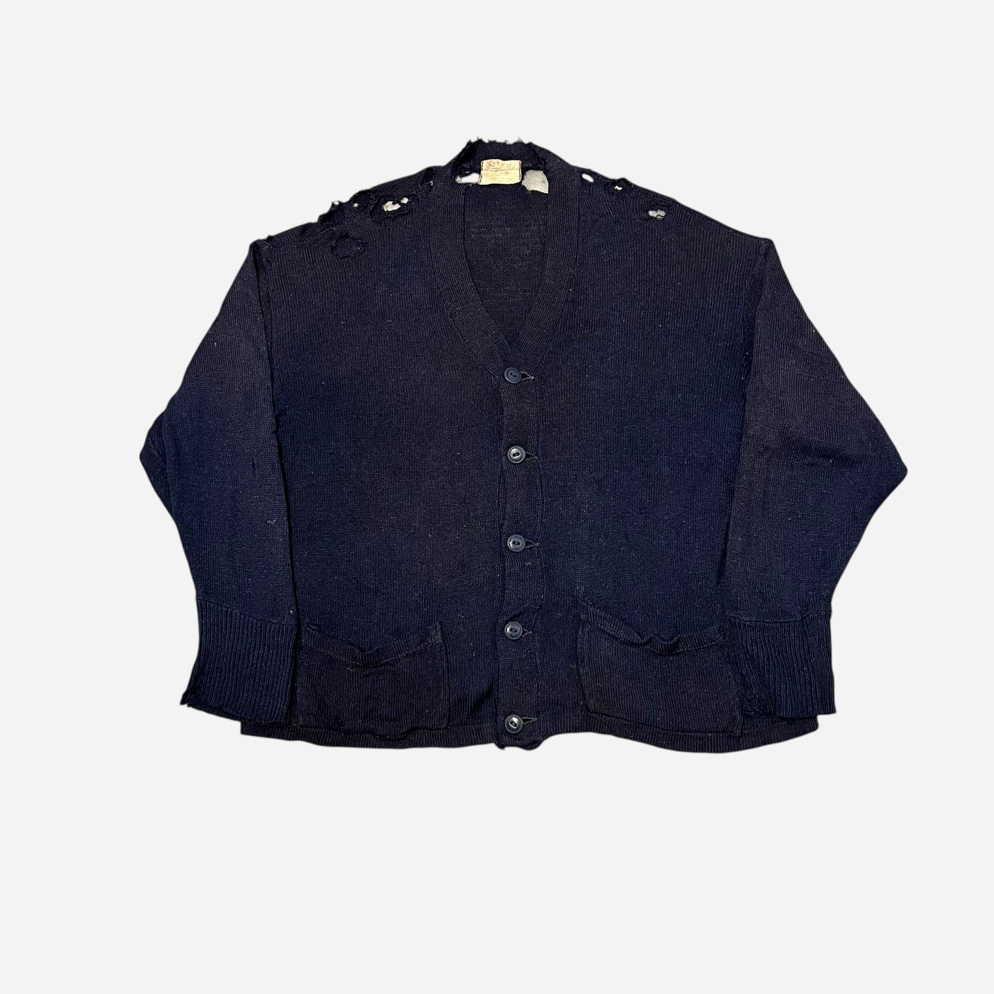 1930s Dark navy cotton cardigan (L)