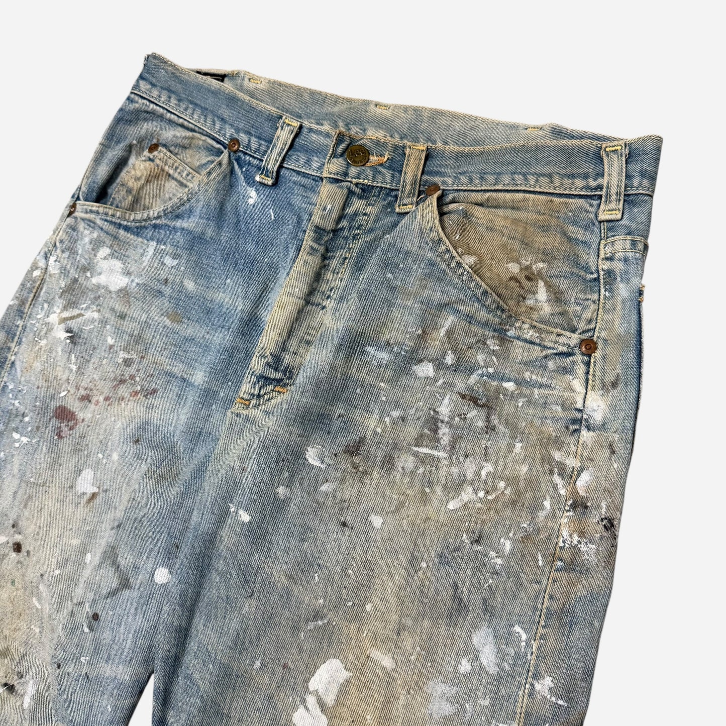 1960s Lee Riders paint splattered half selvedge jeans (32w)