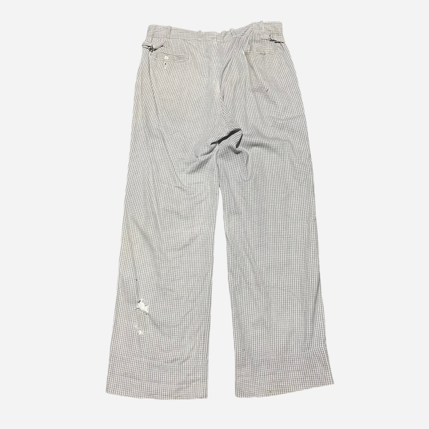 1930s 1940s White checkered pattern side clasp summer pants (34w)