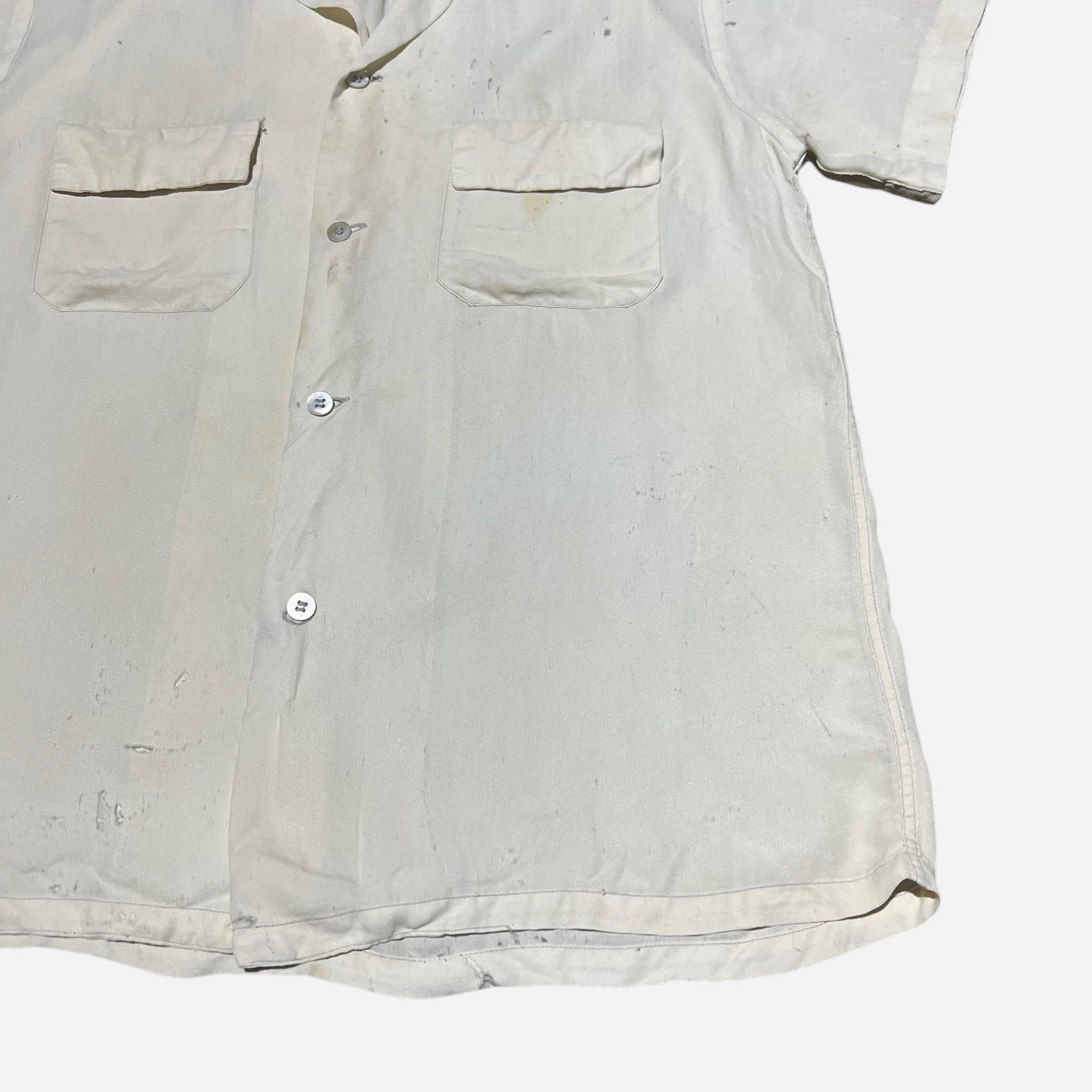 1950s Pilgrim white nylon loop collar shirt (M)