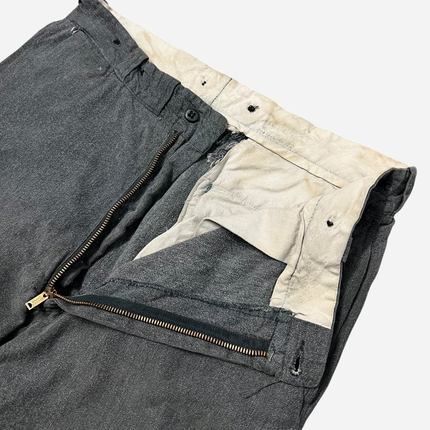 1950s Big Mac sail cloth repaired salt & pepper pants (33w)