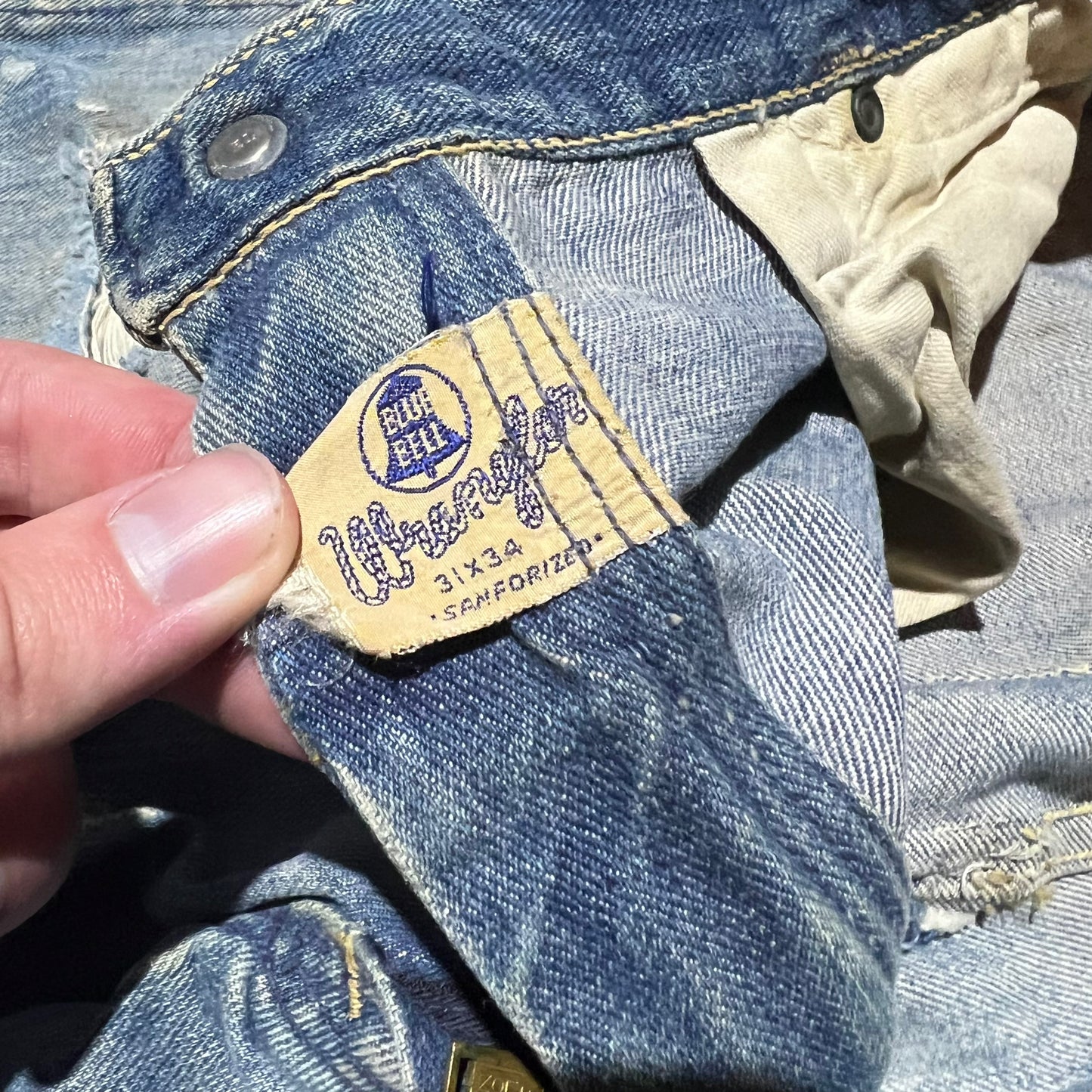 1950s Wrangler Blue Bell distressed denim jeans (29w)