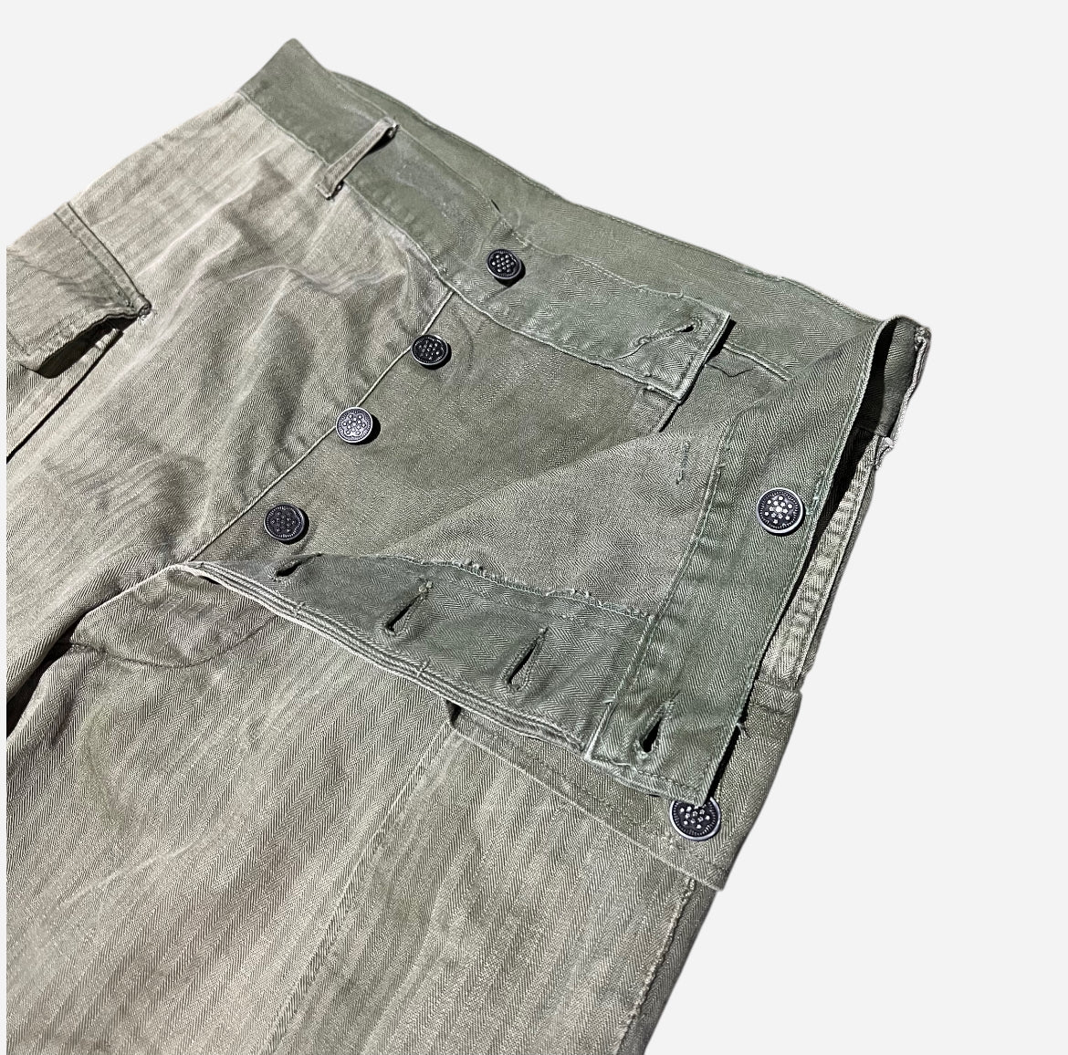 1940s 13 star green hbt cargo pocket pants (32w)