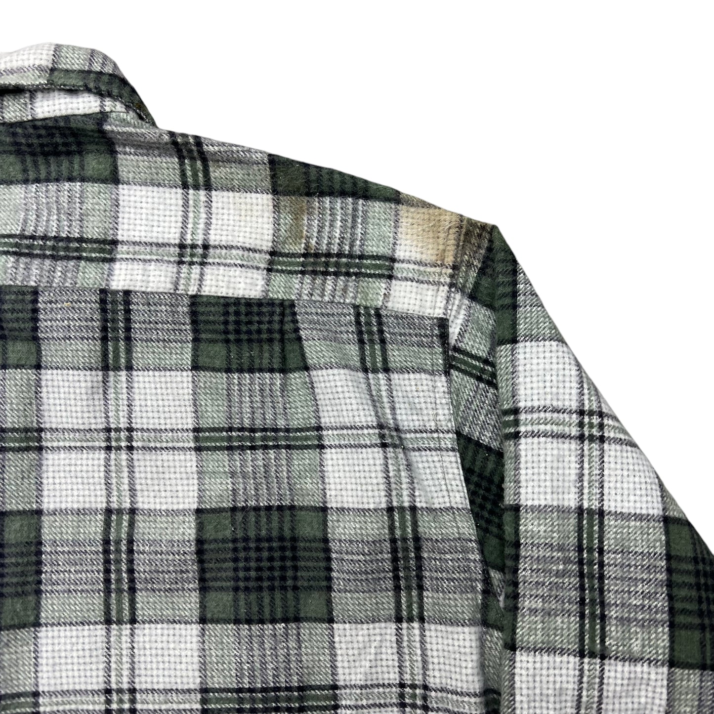 1960s Green plaid soft cotton shirt flannel (L)