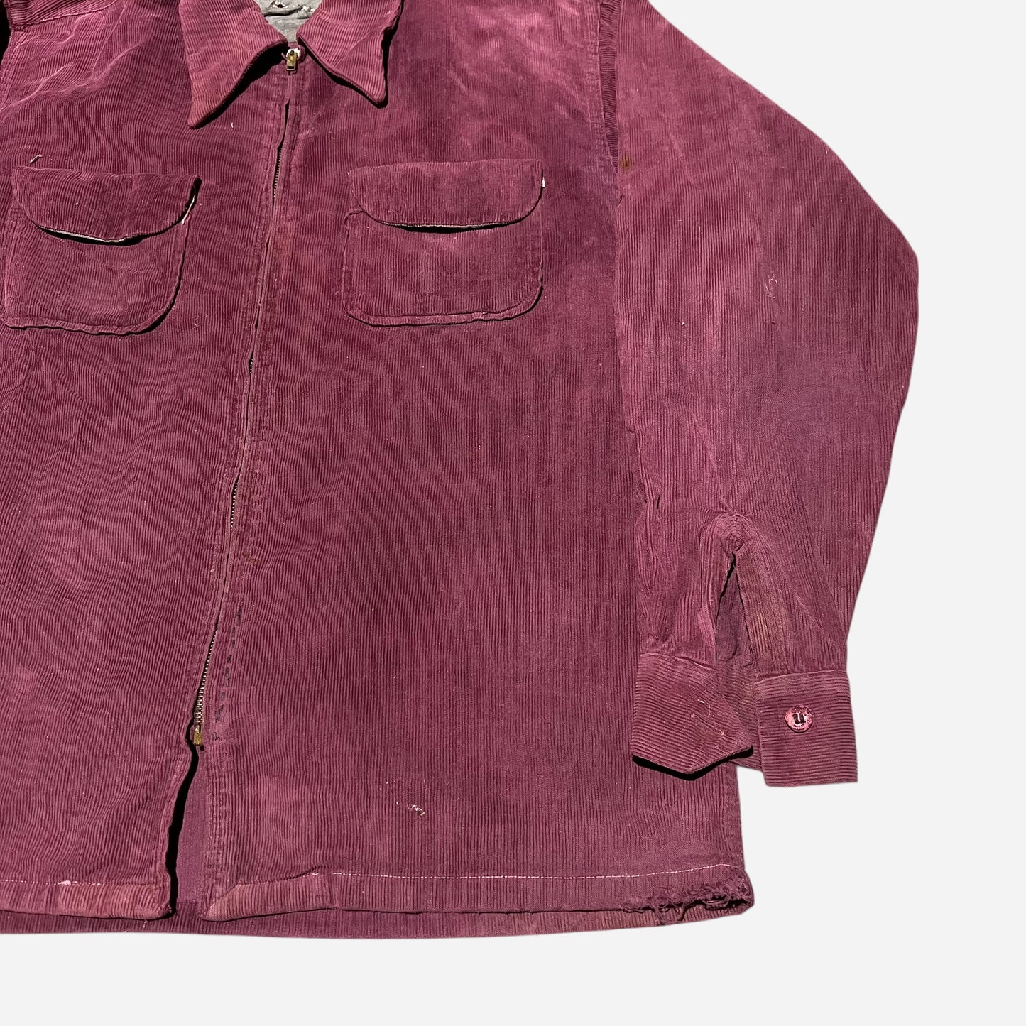 1950s Burgundy corduroy zip up shirt (M/L)