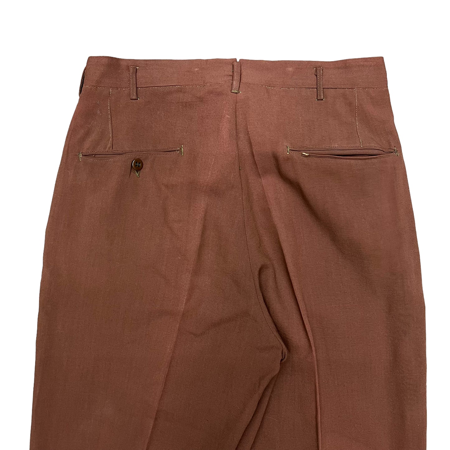 1940s Brown gabardine drop loop pants (30w)