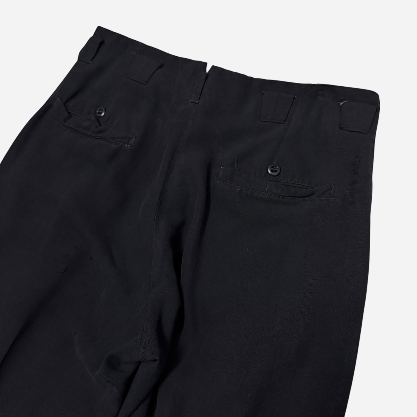 1950s Dan Mar black rayon pleated pants (29w)