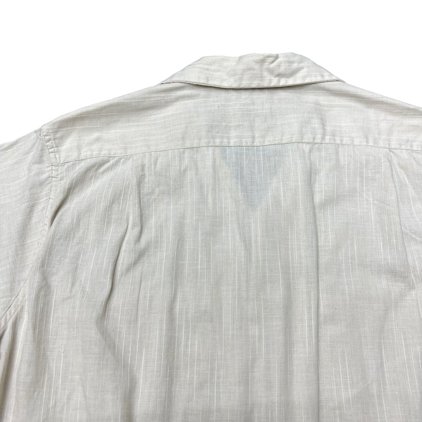 1950s White pattern cotton loop collar shirt (M)