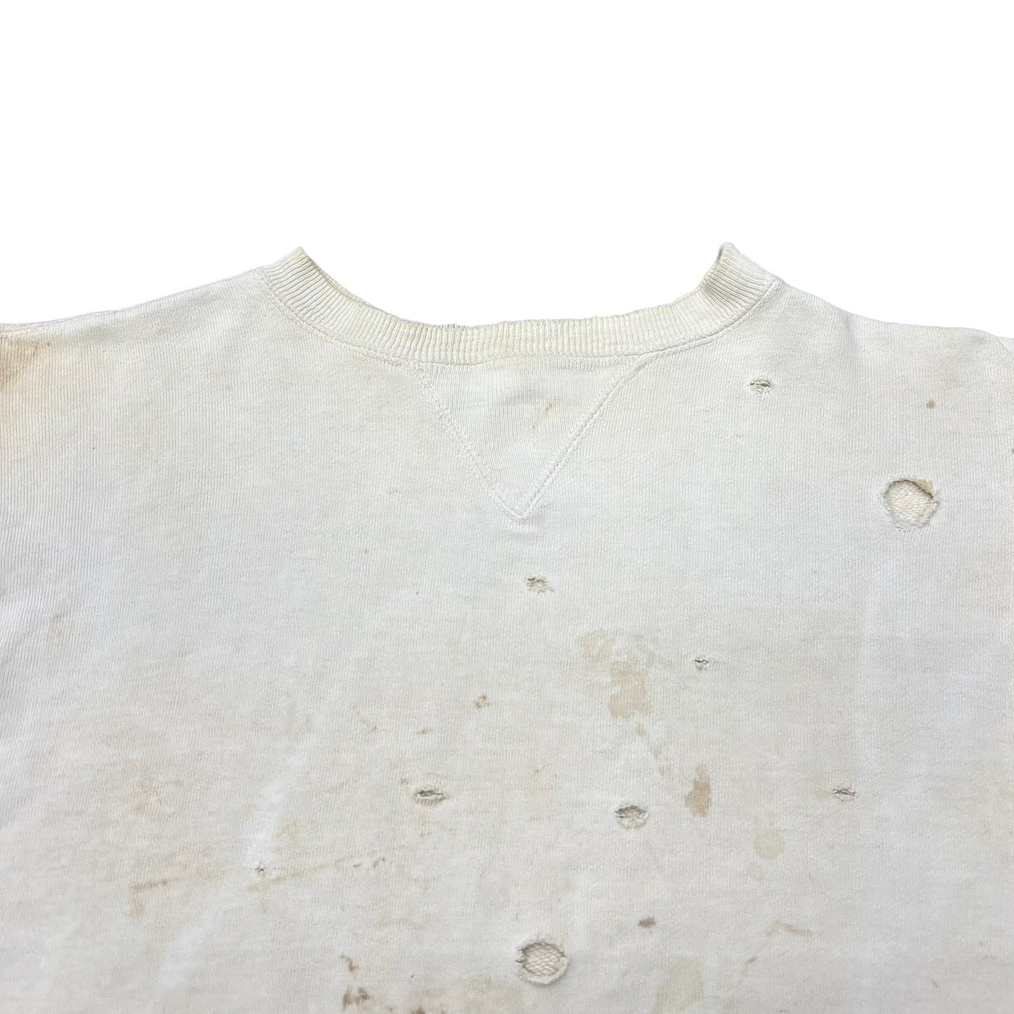 1940s Distressed single-v white sweatshirt (M/L)